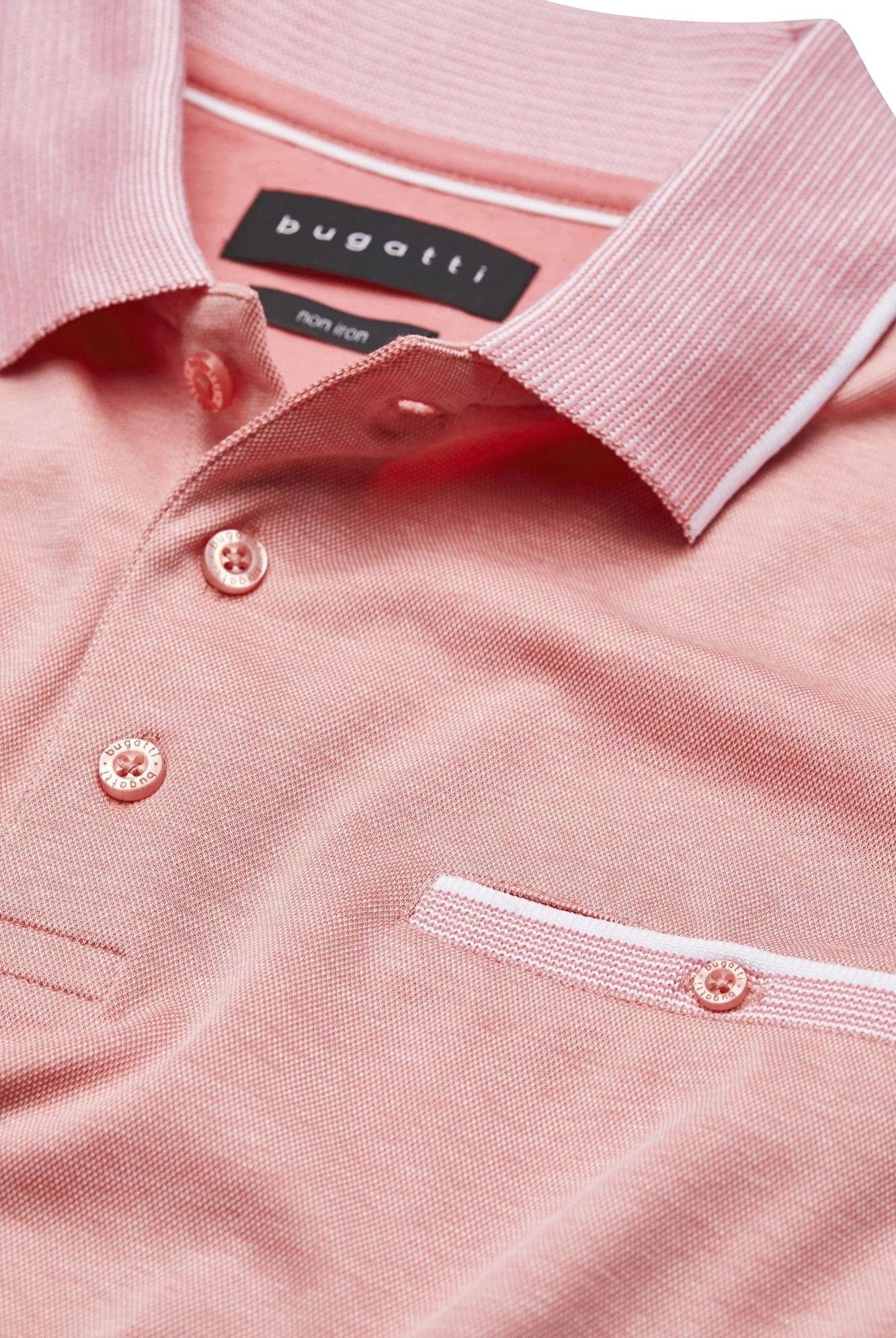 Bugatti Polo Shirt with Contrast Detail - Apricot