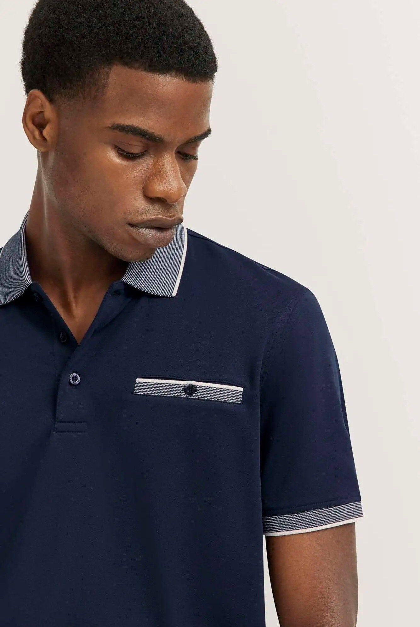 Bugatti Polo Shirt with Tipping Detail - Navy