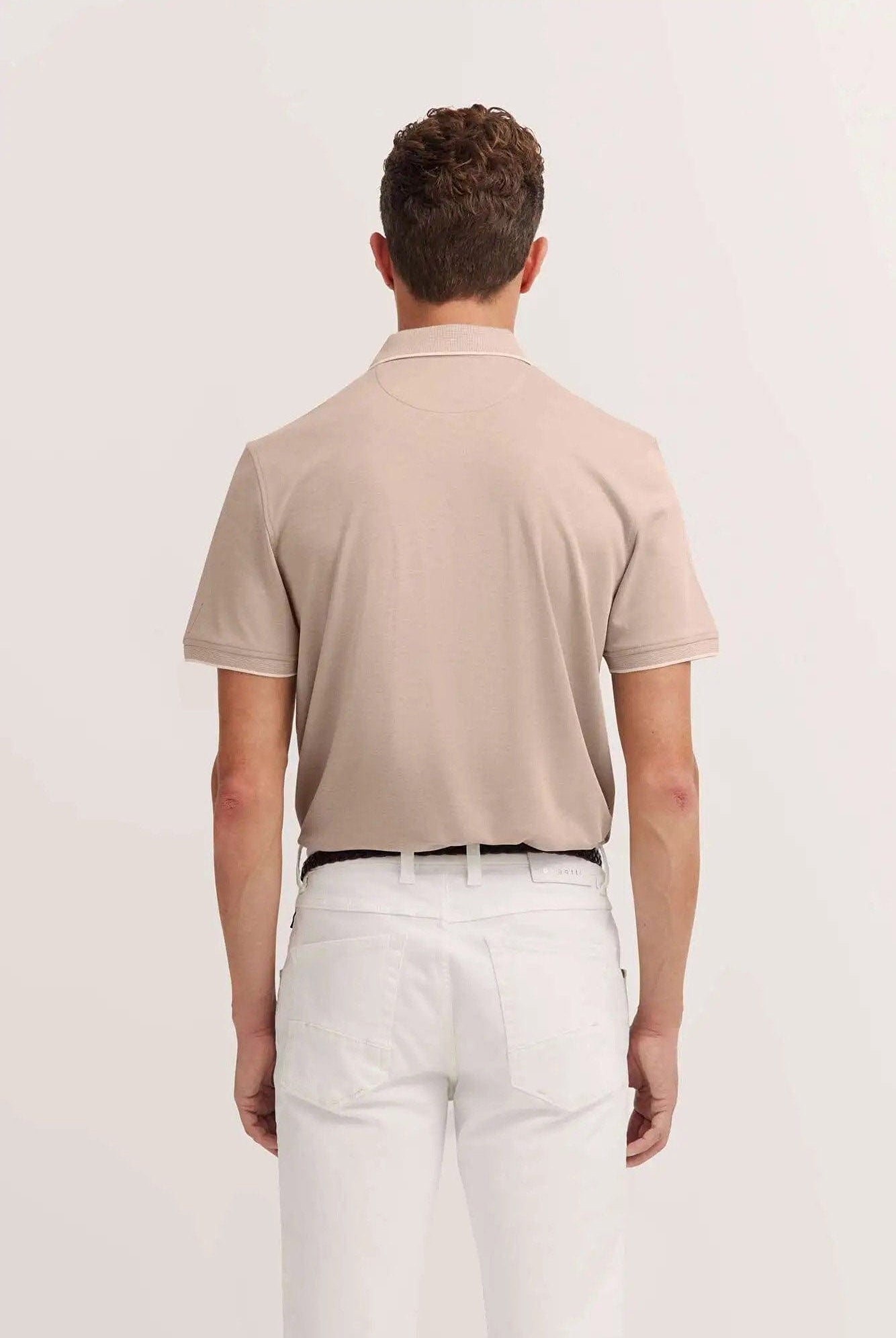 Bugatti Polo Shirt with Tipping Detail - Taupe