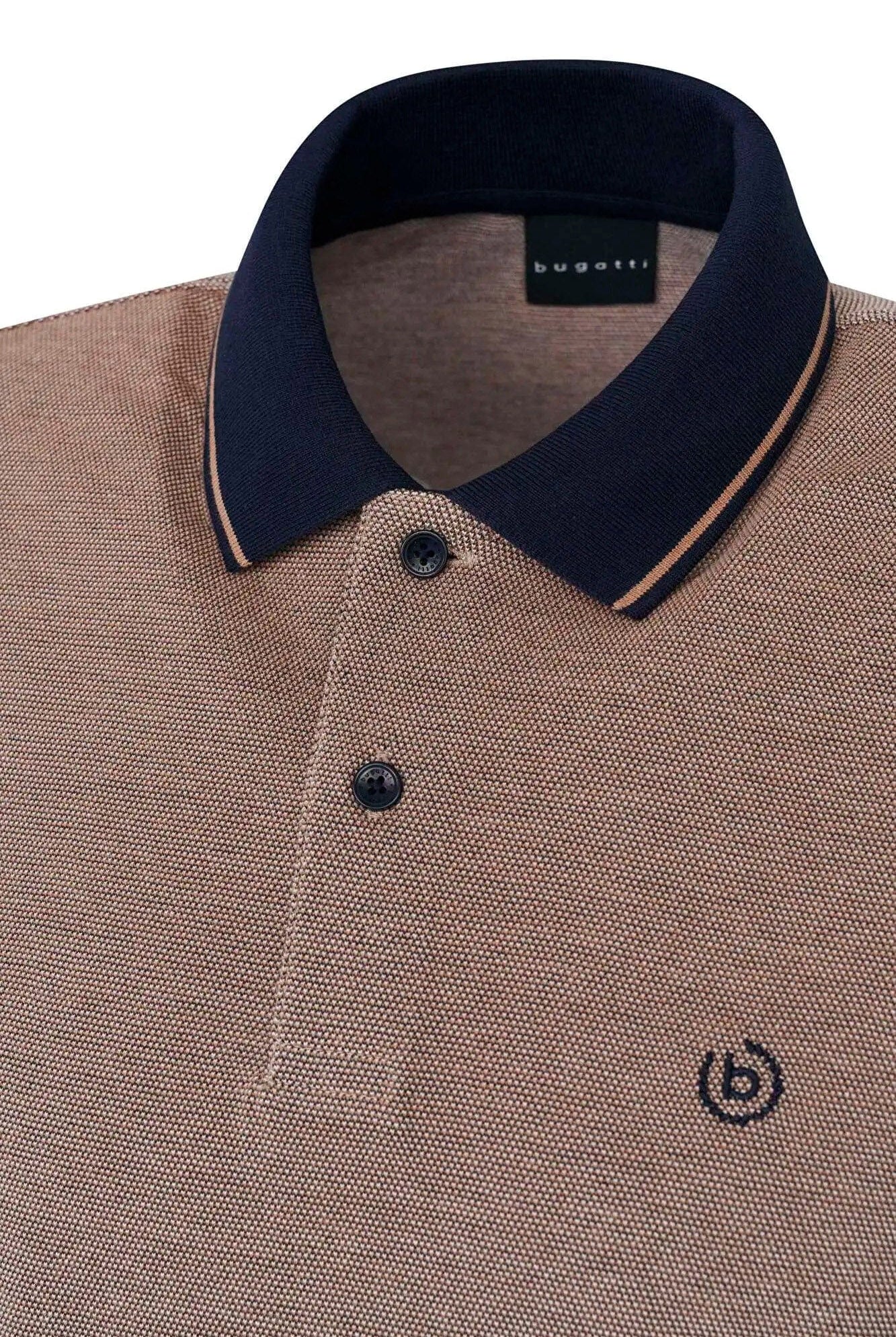 Bugatti Polo Shirt with Tipping Detail - Taupe