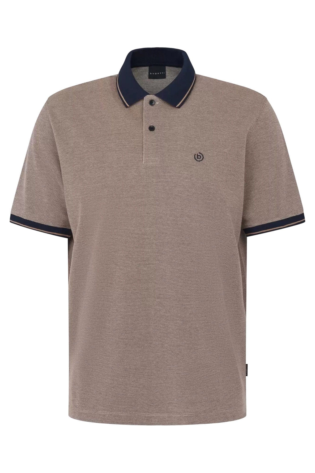 Bugatti Polo Shirt with Tipping Detail - Taupe