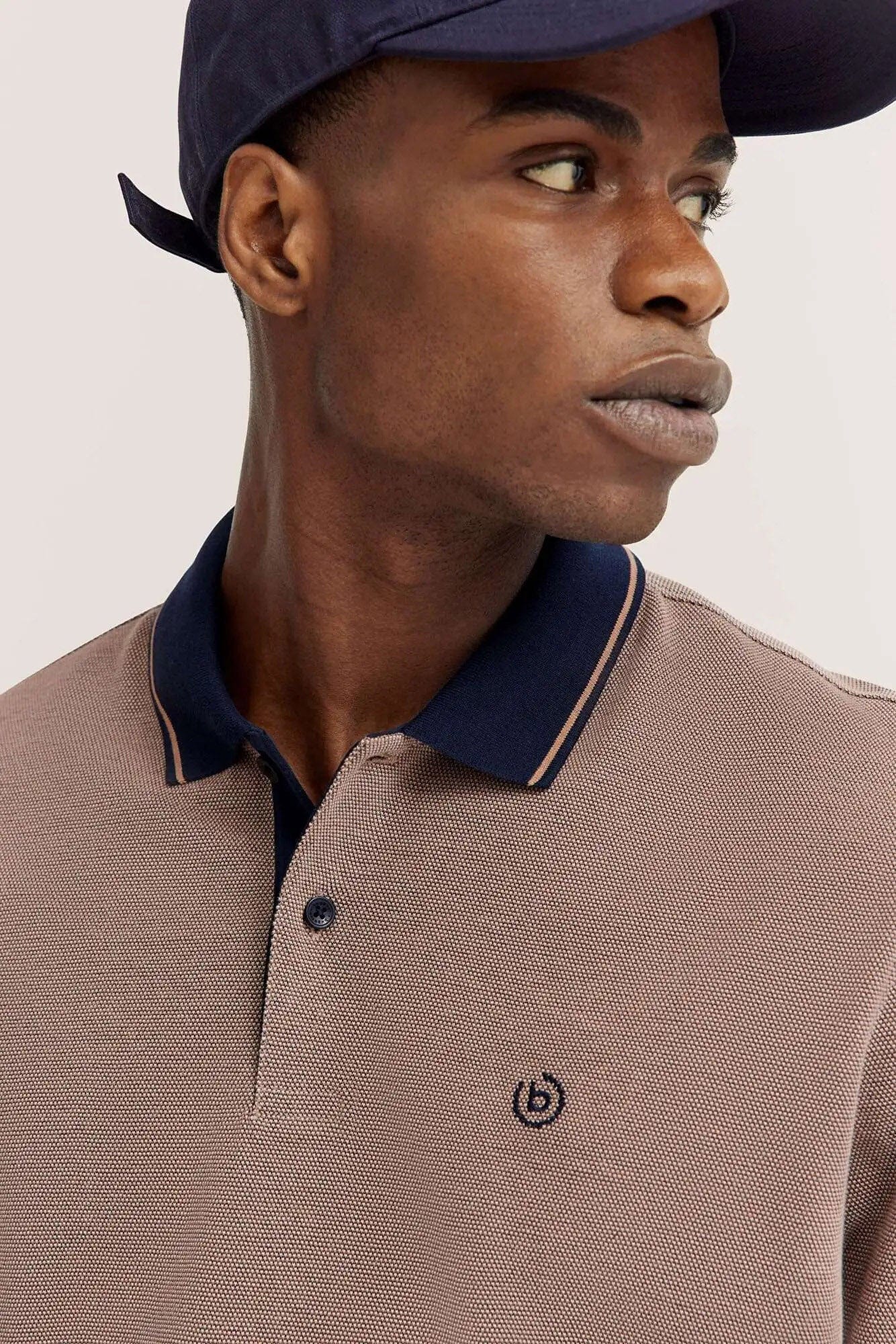 Bugatti Polo Shirt with Tipping Detail - Taupe