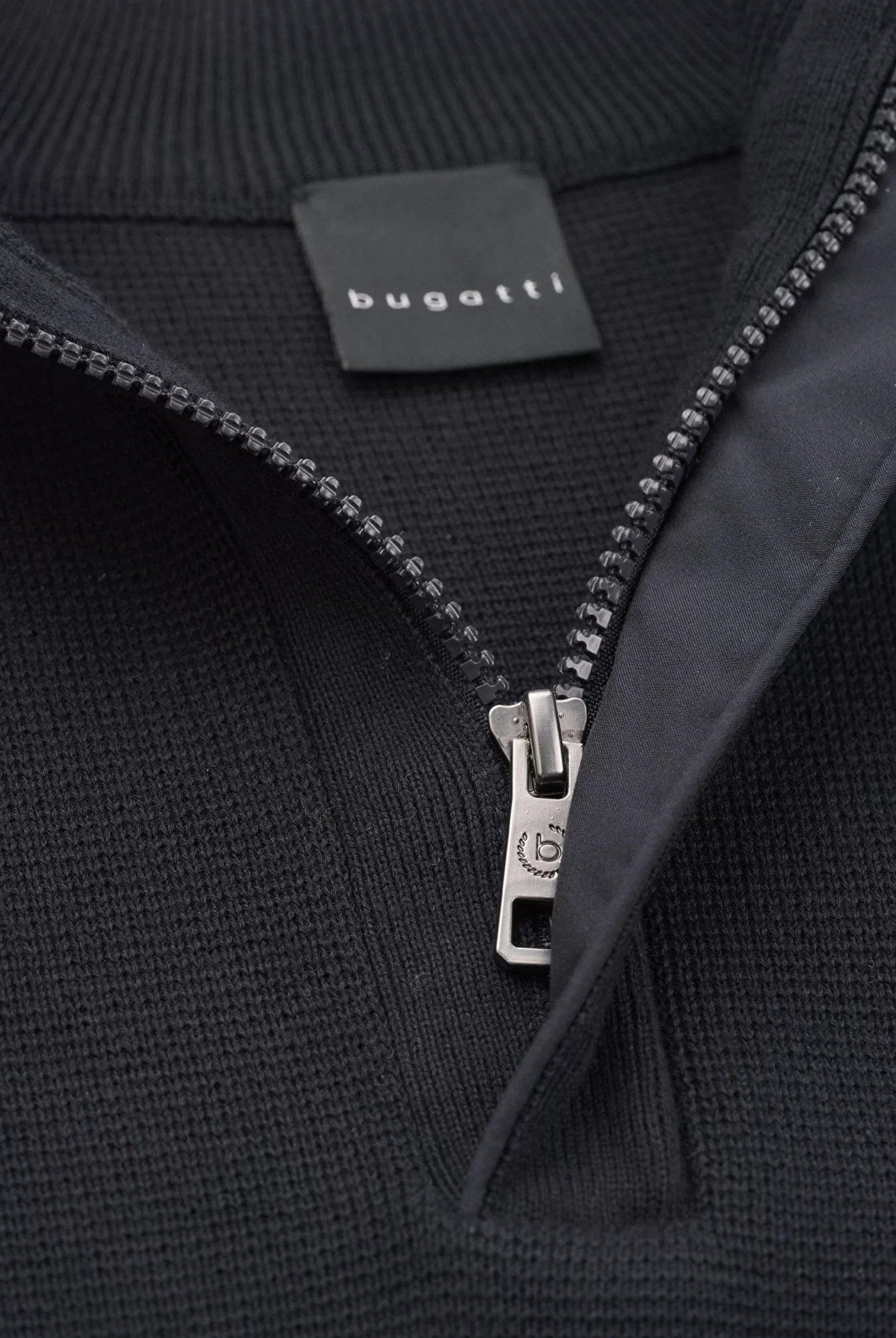 Bugatti Quarter Zip Heavy Knit Jumper - Navy