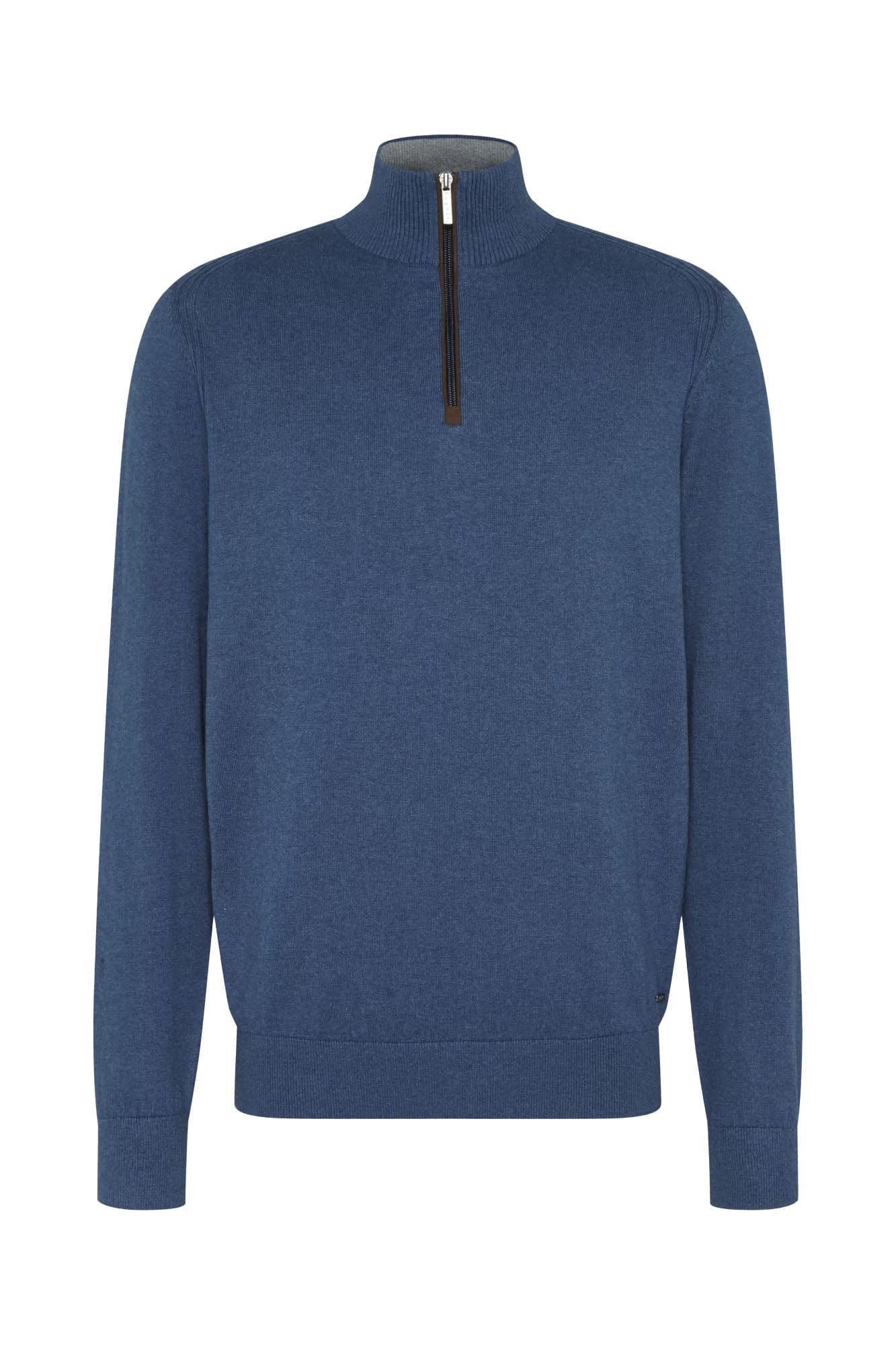 Bugatti Quarter Zip Knit Jumper - Marine