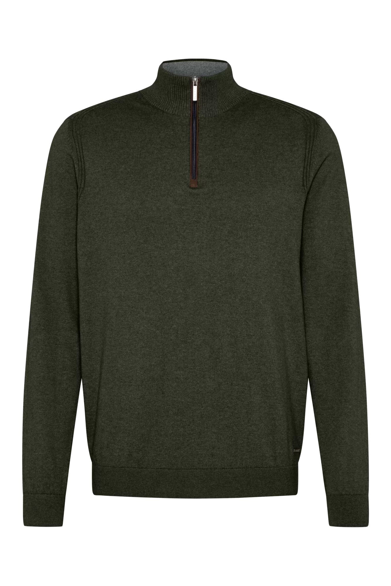 Bugatti Quarter Zip Knit Jumper - Olive