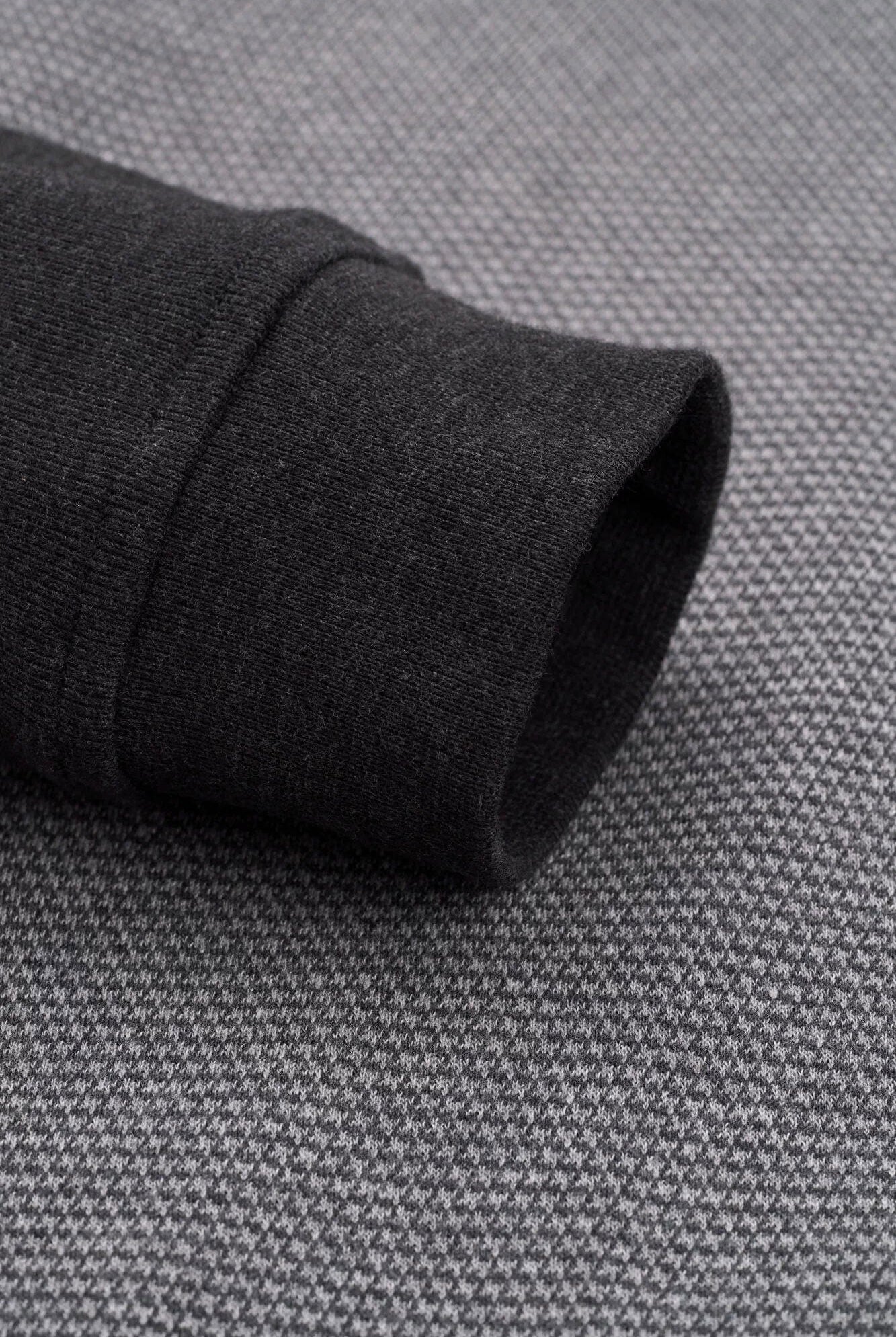 Bugatti Quarter Zip Panelled Knit Jumper - Charcoal