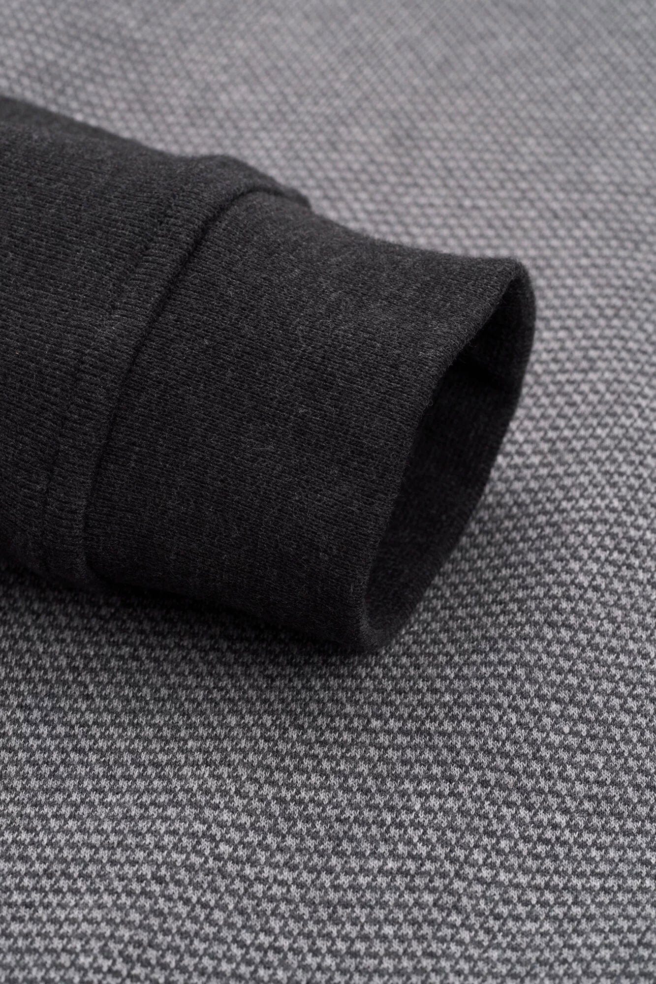 Bugatti Quarter Zip Panelled Knit Jumper - Charcoal