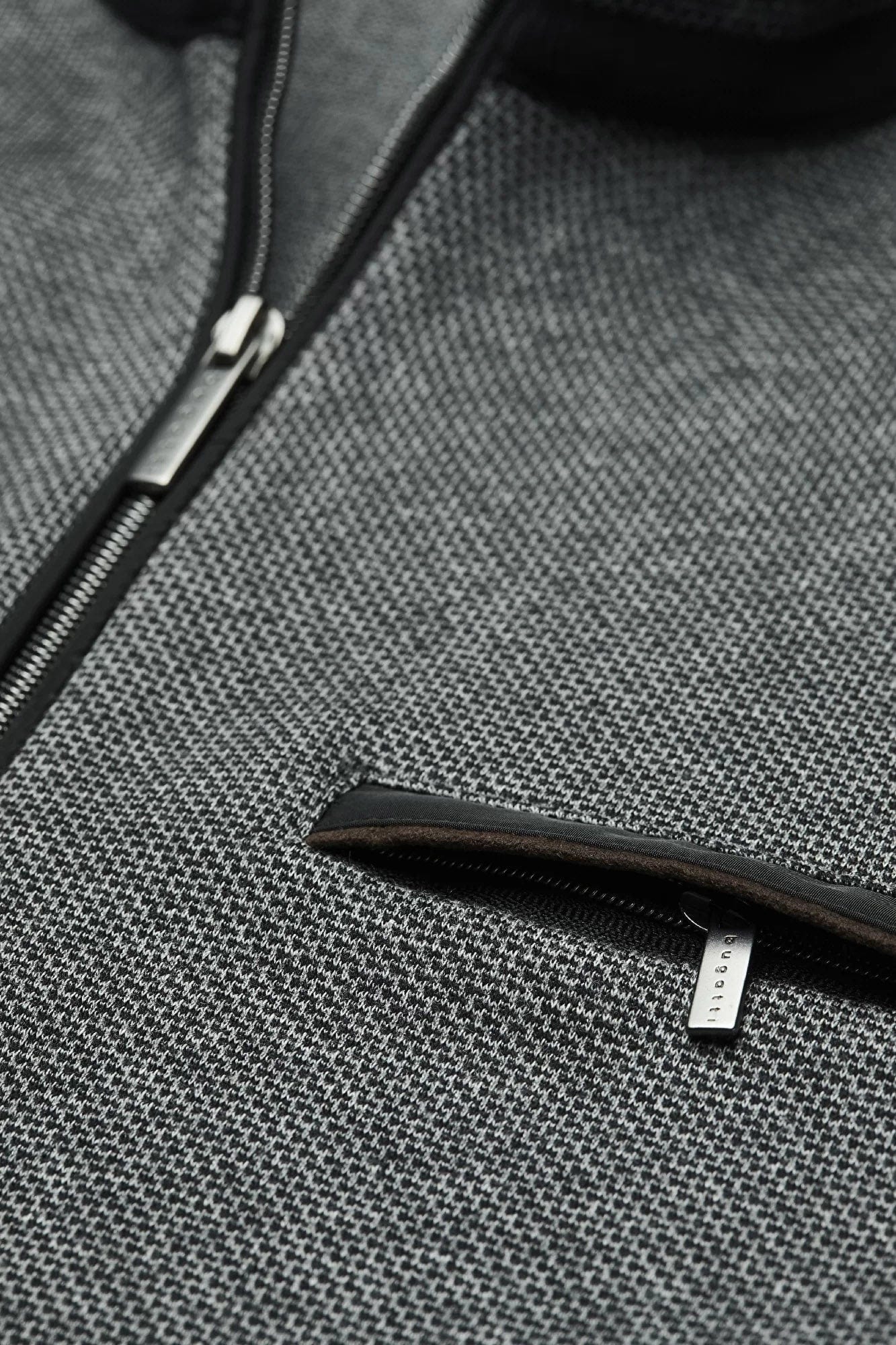 Bugatti Quarter Zip Self Patterned Jumper - Dark Grey