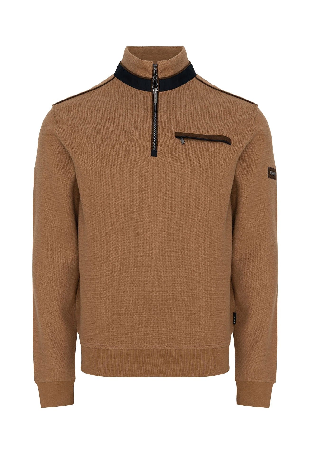 Bugatti Quarter Zip Super Soft Sweatshirt - Cognac