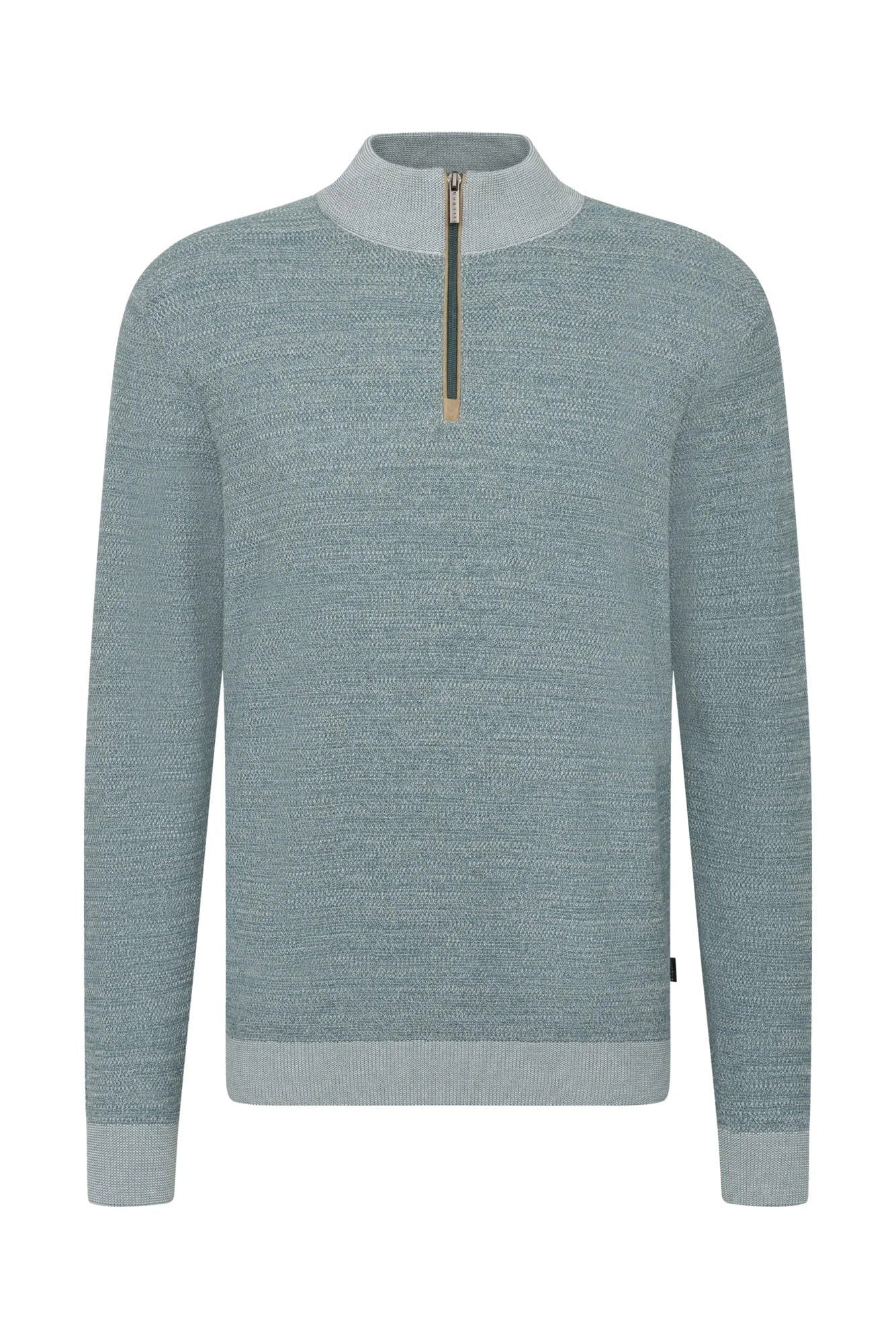 Bugatti Quarter Zip Two-Tone Jumper - Green