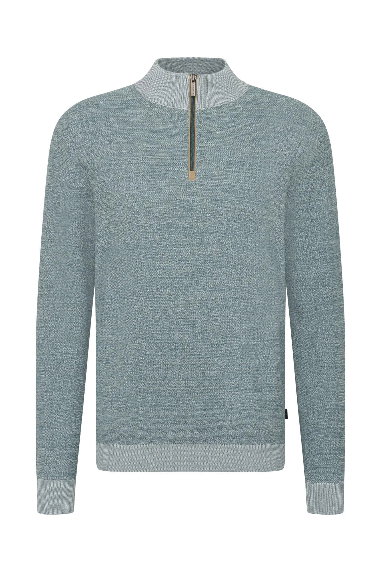 Bugatti Quarter Zip Two-Tone Jumper - Green