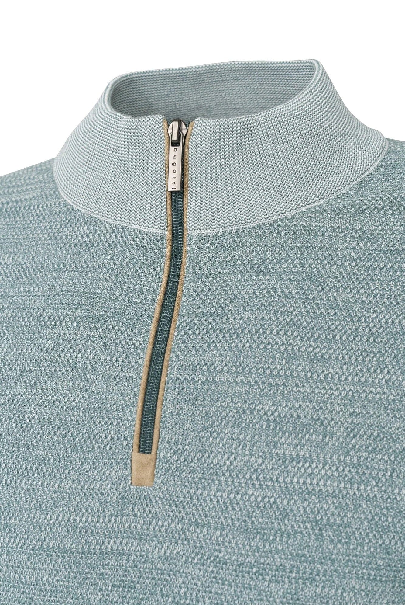 Bugatti Quarter Zip Two-Tone Jumper - Green