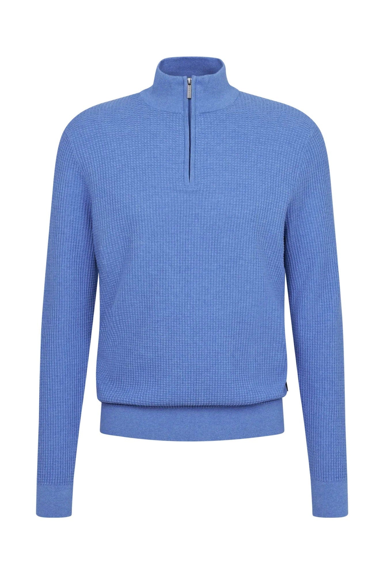 Bugatti Quarter Zip Waffle Structure Jumper - Blue Grey