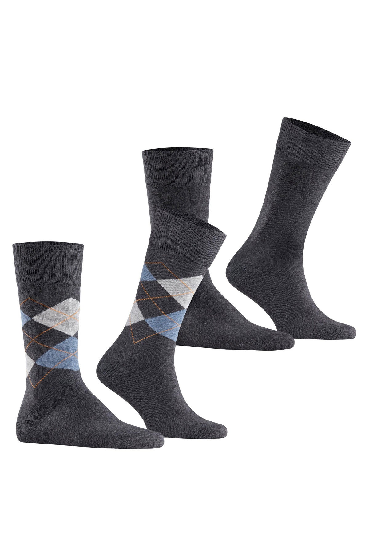 Burlington Everyday Argyle/Plain 2 Pack Socks - Anthracite Melange 21044_3081_6.5-11 UK