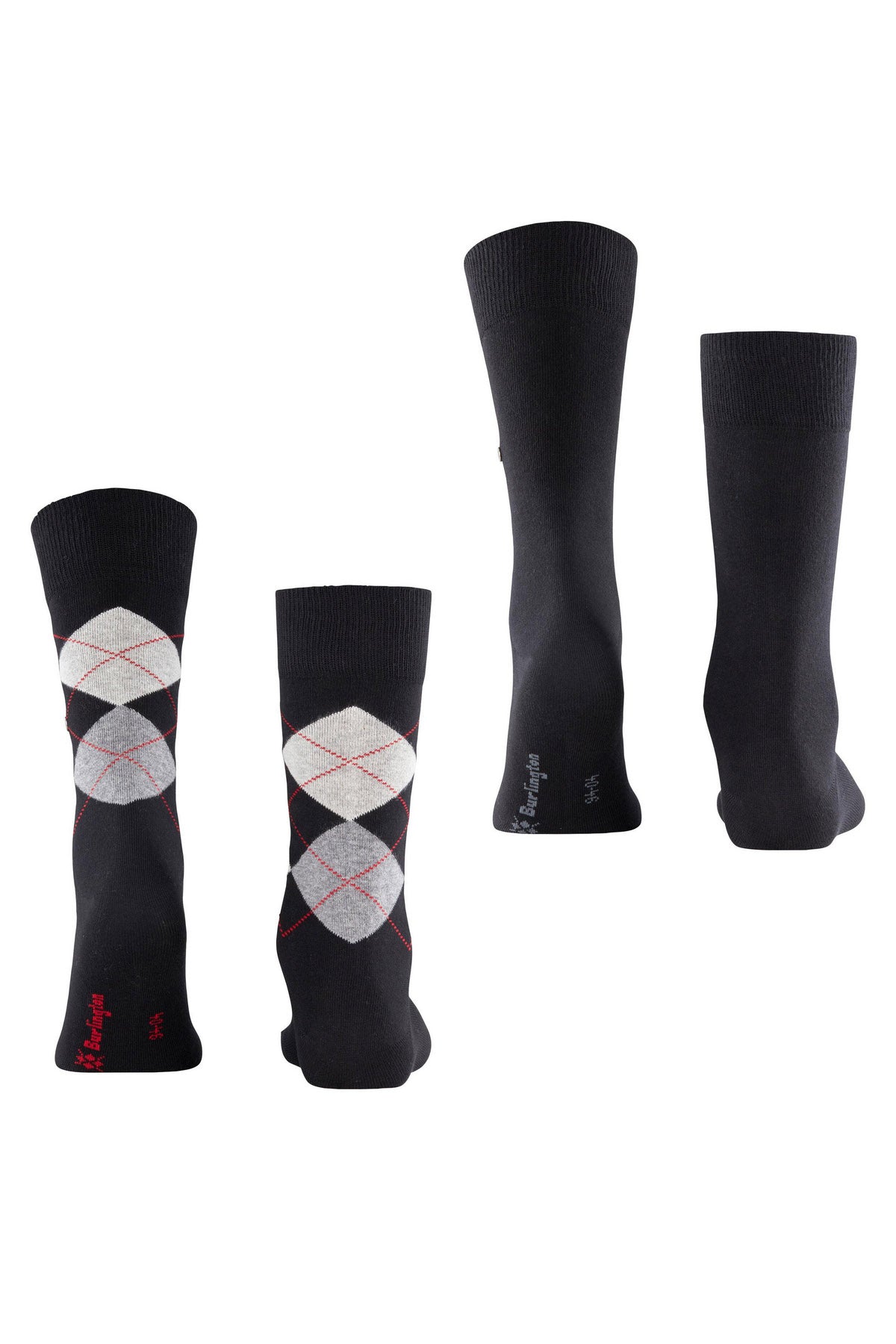 Burlington Everyday Argyle/Plain 2 Pack Socks - Black 21044_3000_6.5-11 UK