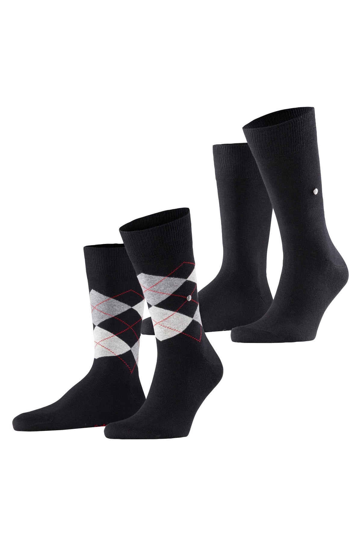 Burlington Everyday Argyle/Plain 2 Pack Socks - Black 21044_3000_6.5-11 UK