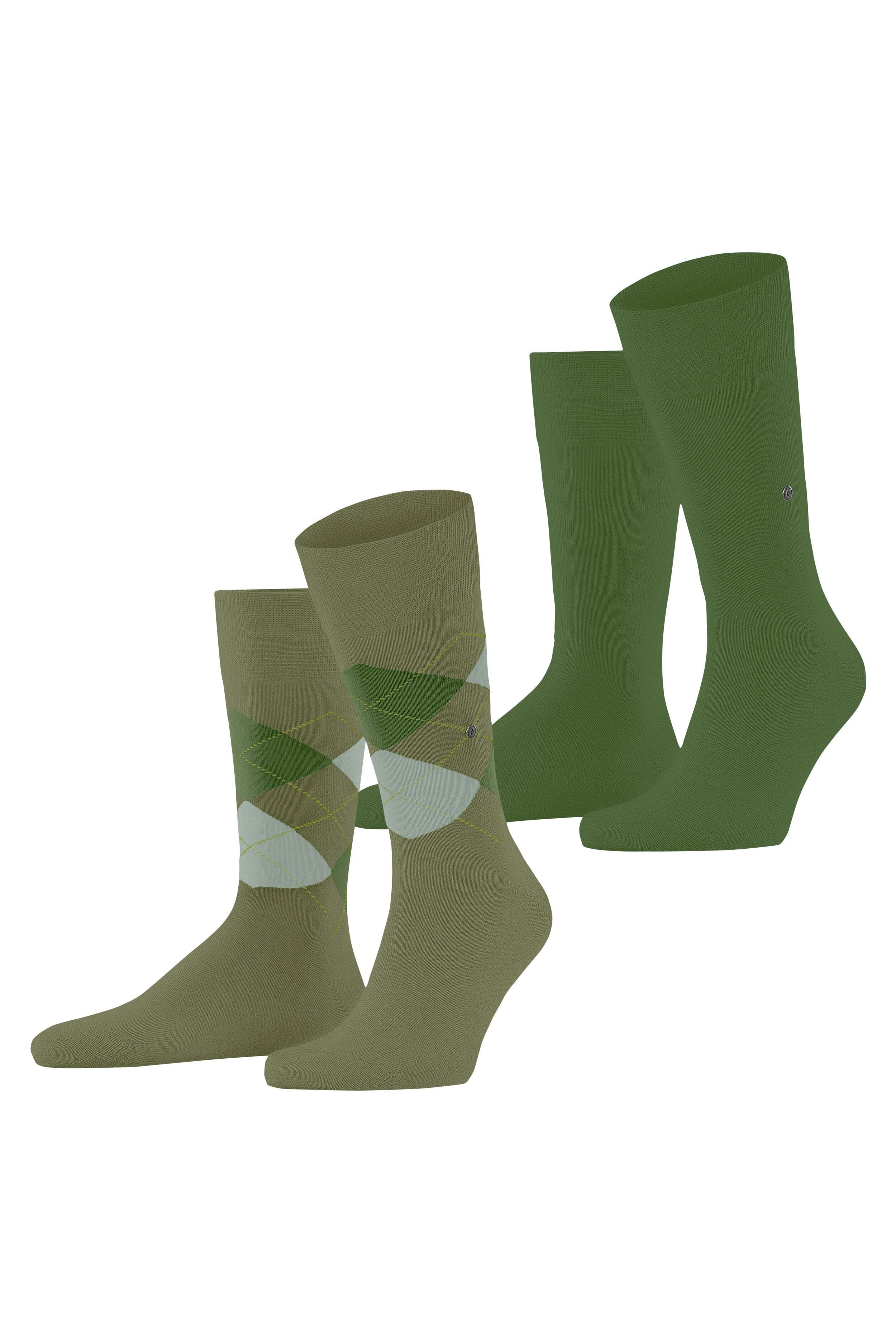 Burlington Everyday Argyle/Plain 2 Pack Socks - Green 21044_7473_6.5-11 UK