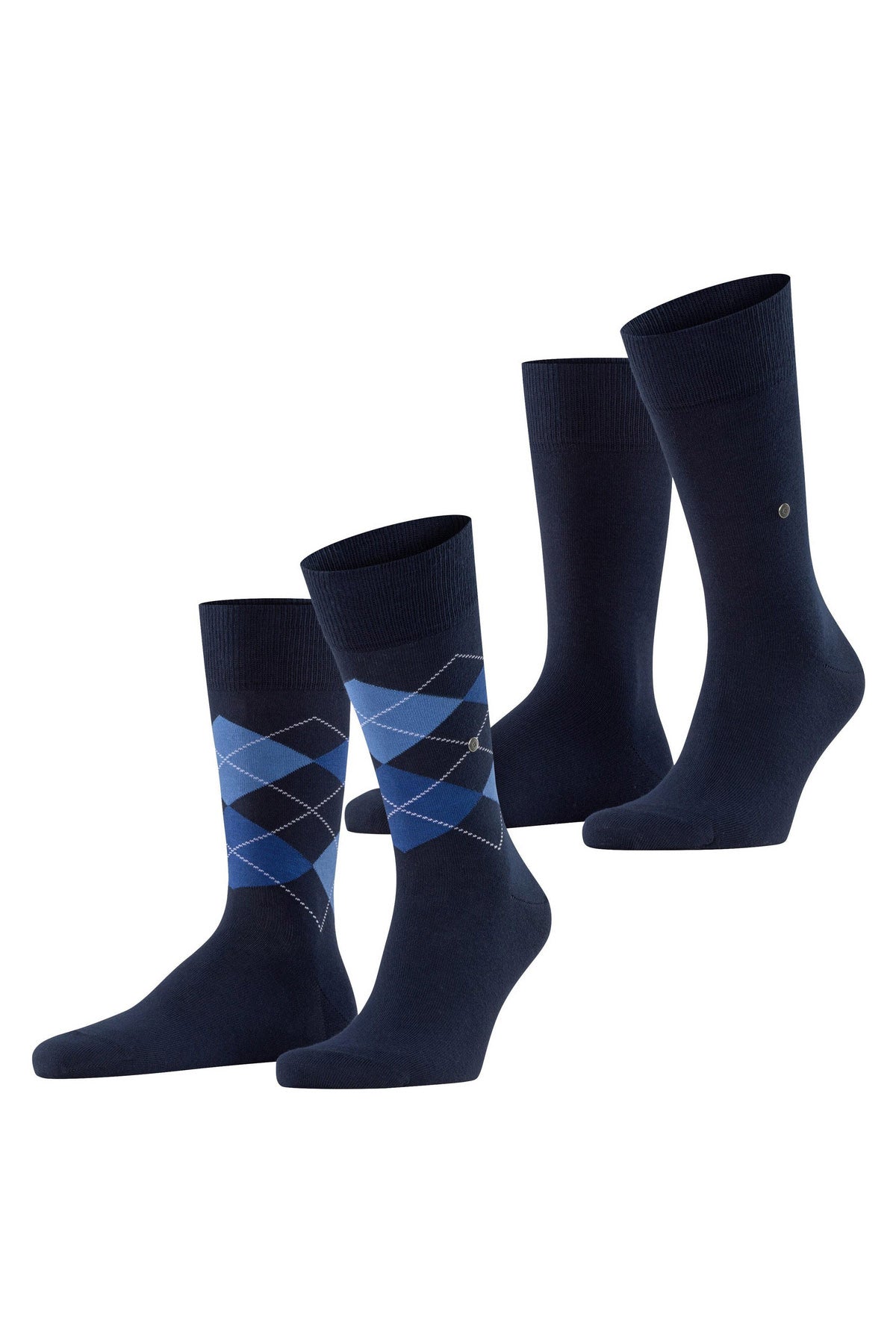 Burlington Everyday Argyle/Plain 2 Pack Socks - Marine 21044_6121_6.5-11 UK