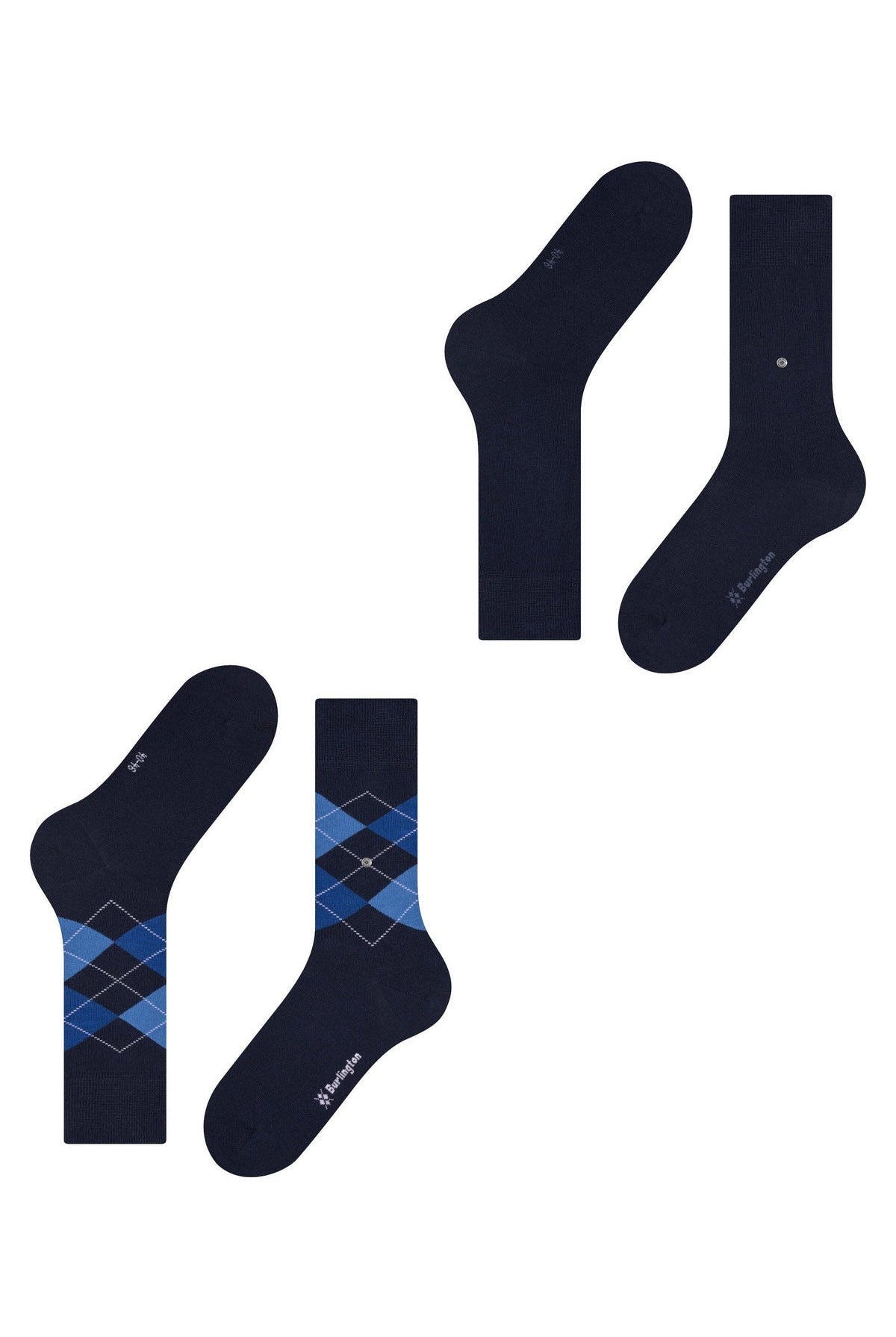 Burlington Everyday Argyle/Plain 2 Pack Socks - Marine 21044_6121_6.5-11 UK