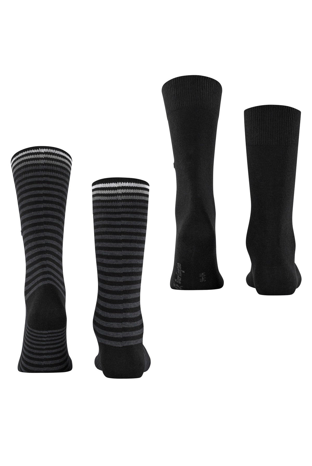 Burlington Everyday Stripe/Plain 2 Pack Socks - Black 21087_3000_6.5-11 UK