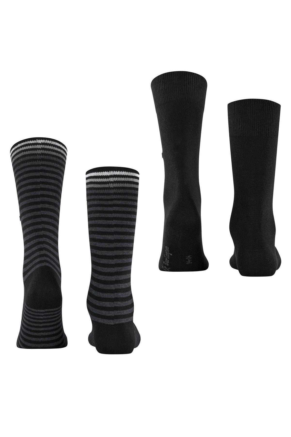 Burlington Everyday Stripe/Plain 2 Pack Socks - Black 21087_3000_6.5-11 UK