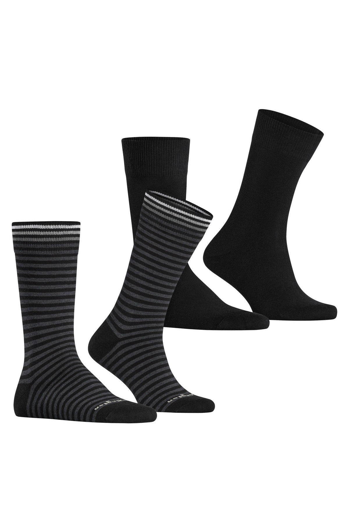 Burlington Everyday Stripe/Plain 2 Pack Socks - Black 21087_3000_6.5-11 UK