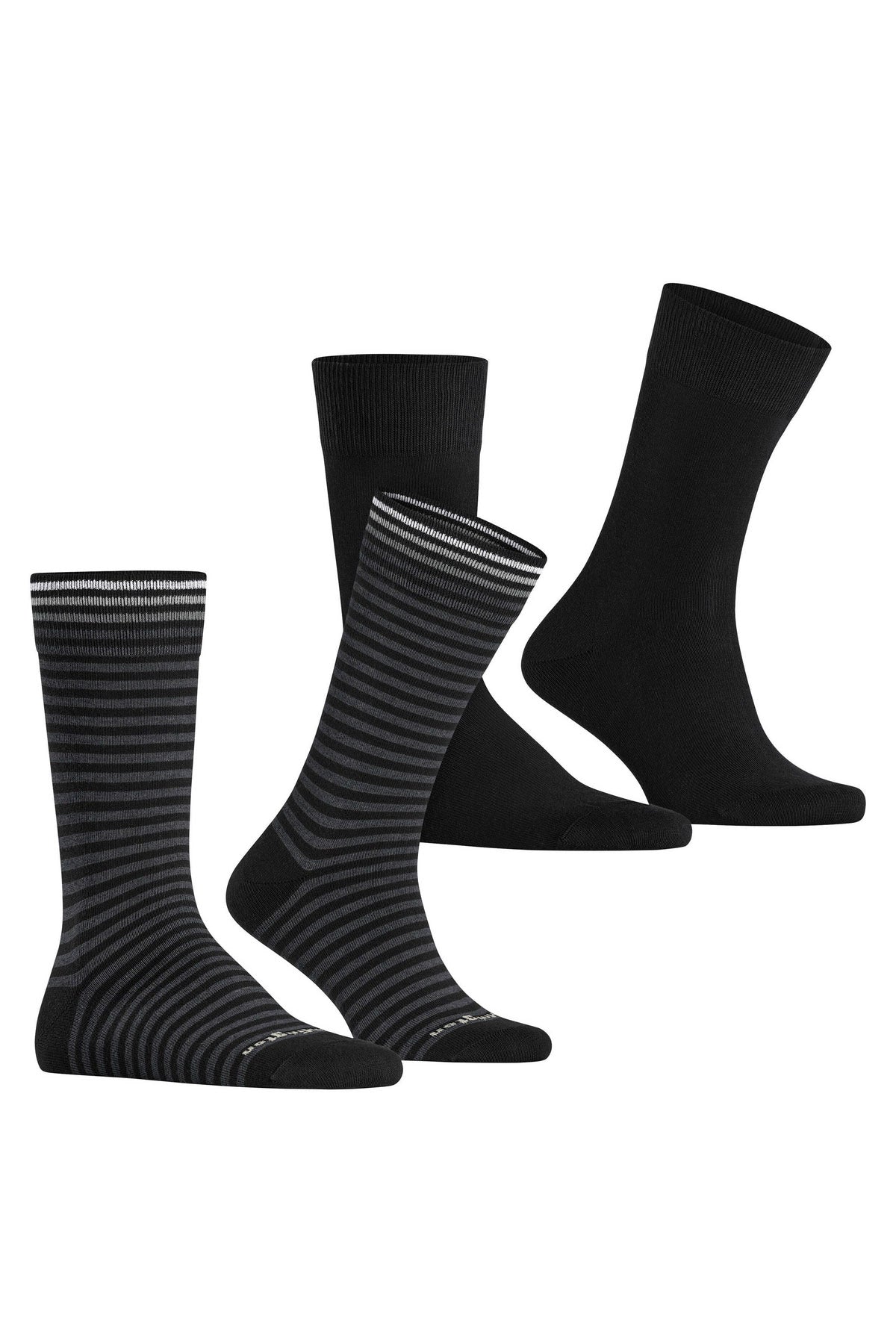 Burlington Everyday Stripe/Plain 2 Pack Socks - Black 21087_3000_6.5-11 UK
