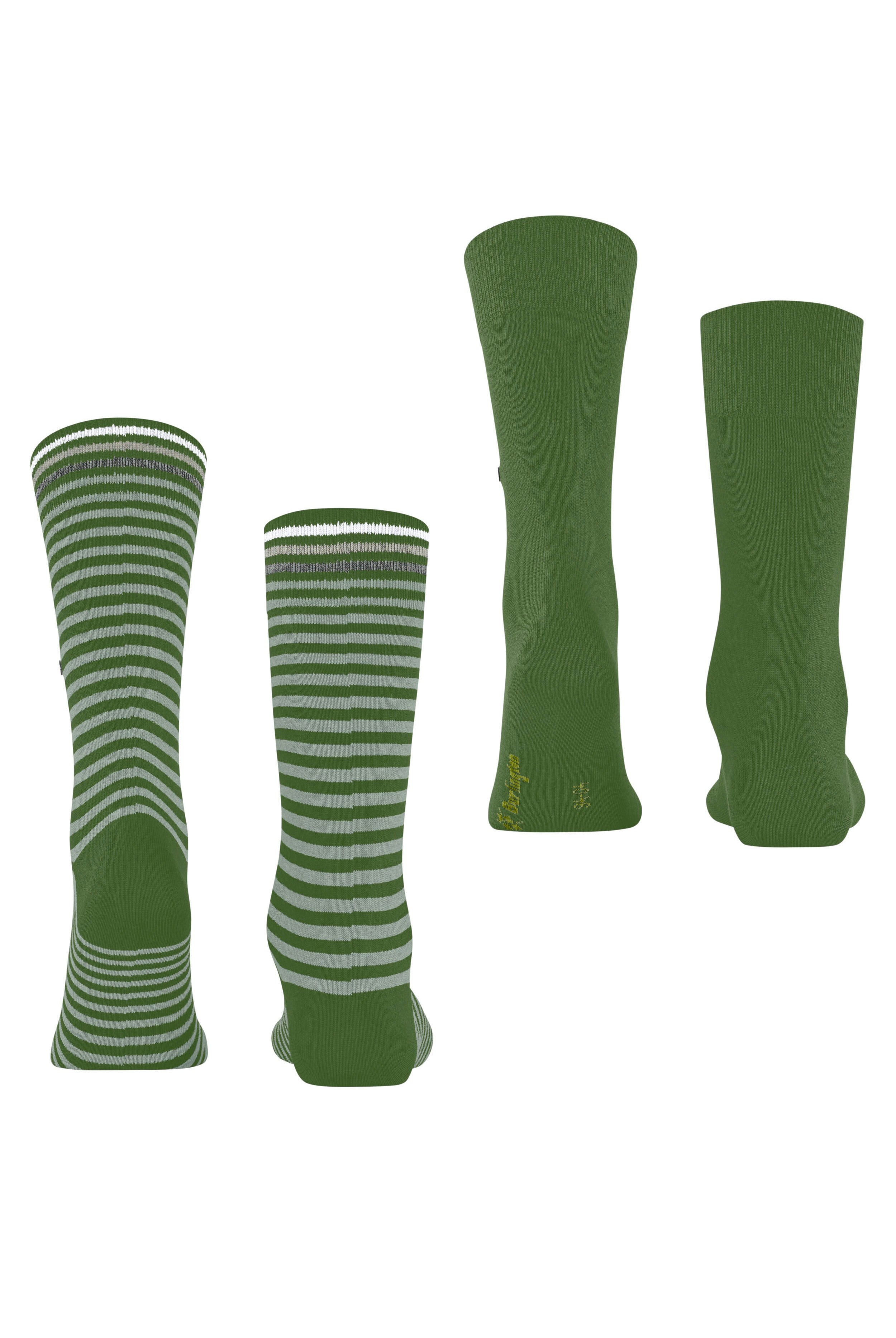 Burlington Everyday Stripe/Plain 2 Pack Socks - Cactus 21087_7653_6.5-11 UK