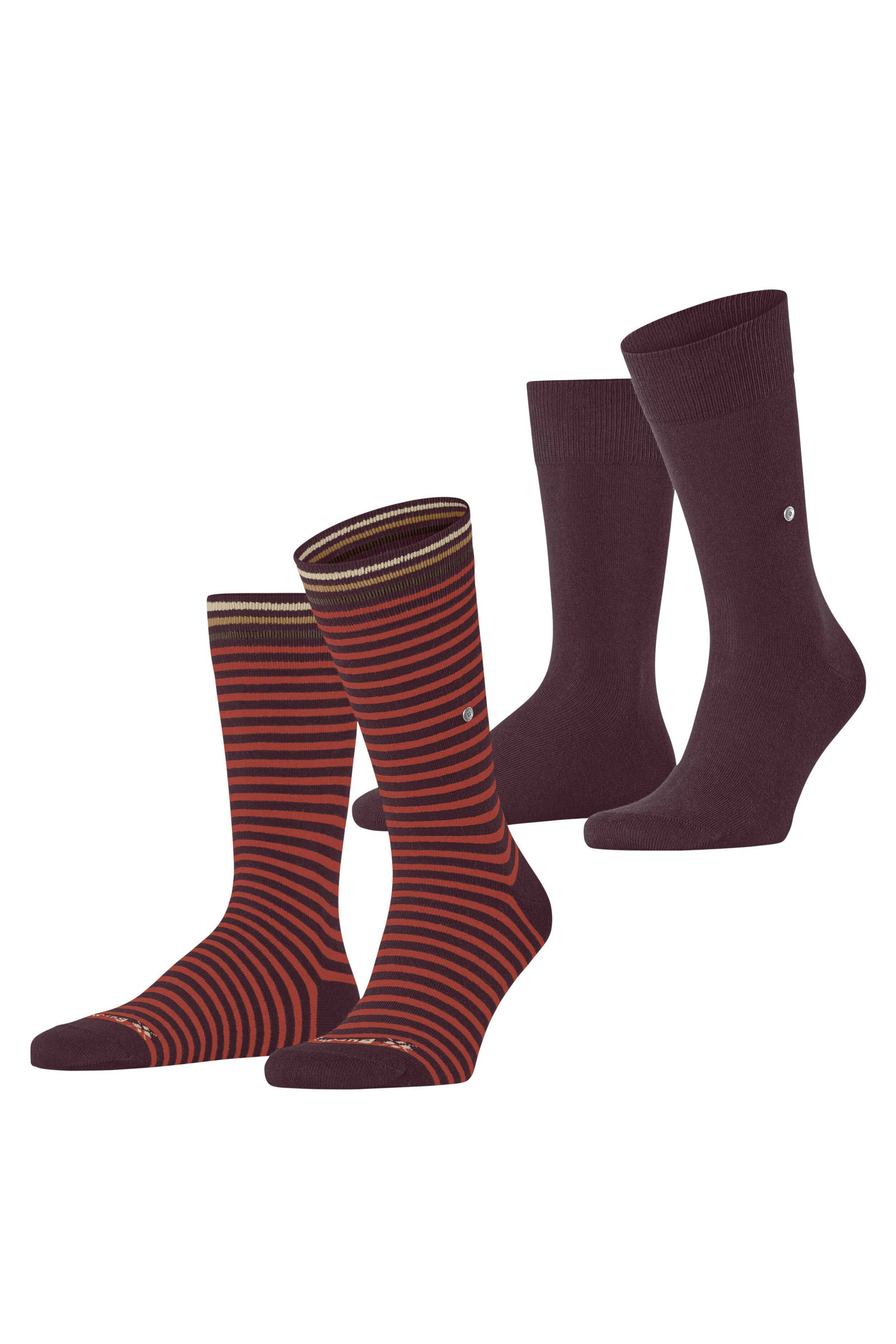Burlington Everyday Stripe/Plain 2 Pack Socks - Chianti 21087_8370_6.5-11 UK
