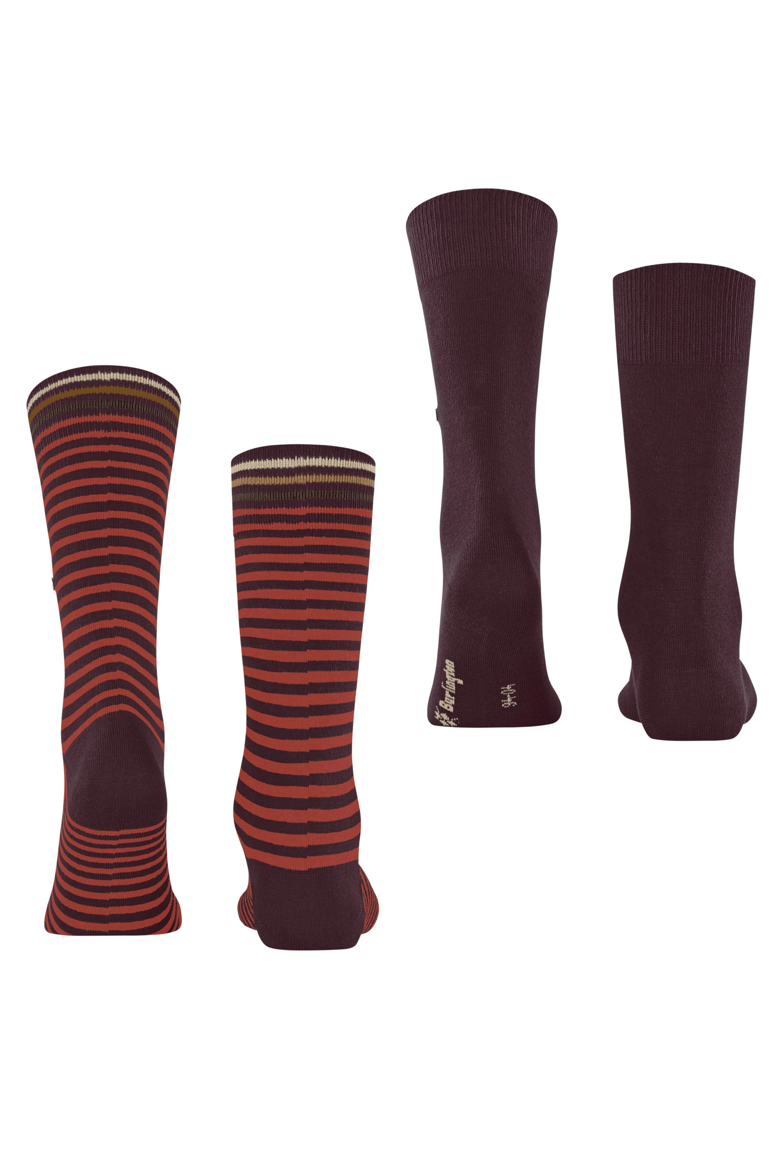 Burlington Everyday Stripe/Plain 2 Pack Socks - Chianti 21087_8370_6.5-11 UK