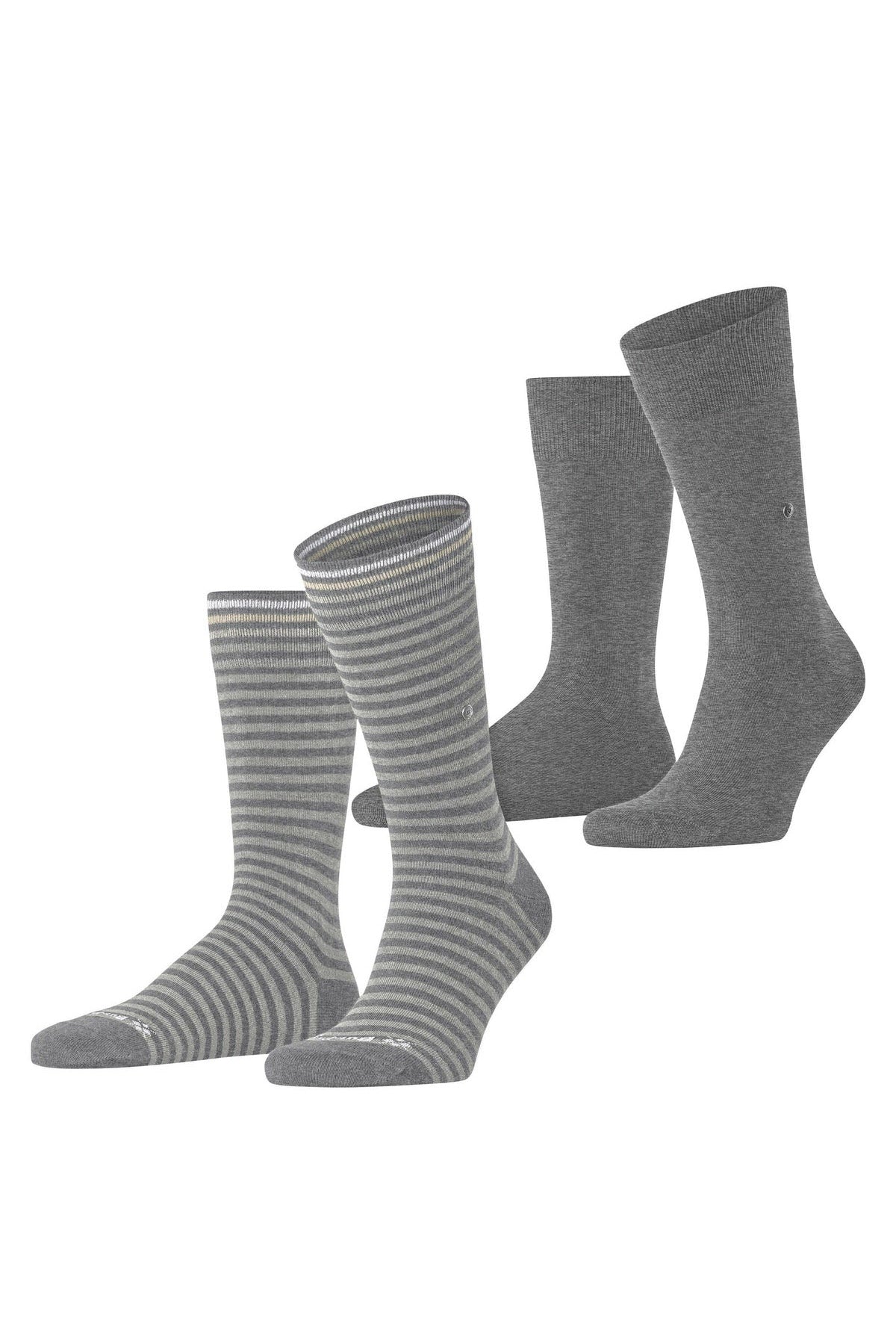 Burlington Everyday Stripe/Plain 2 Pack Socks - Light Grey Melange 21087_3390_6.5-11 UK