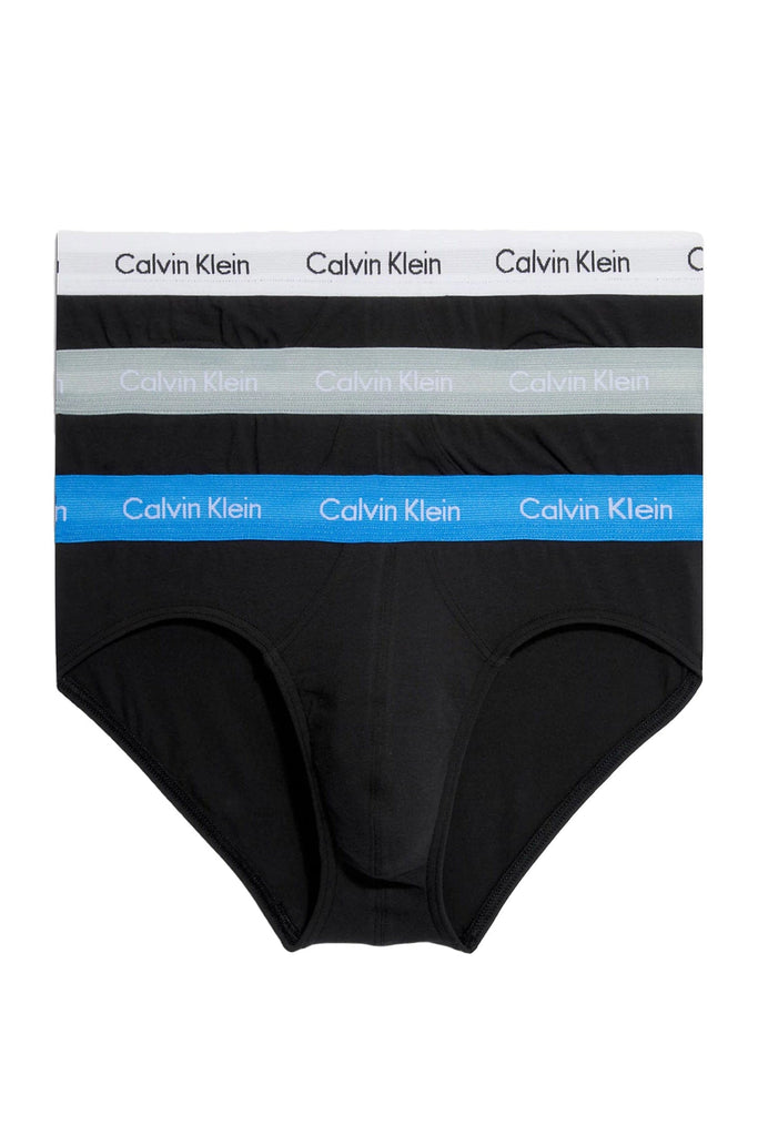 Calvin Klein Cotton Stretch Hip Brief - 3 Pack - B-Grey Heather/White/Palace Blue