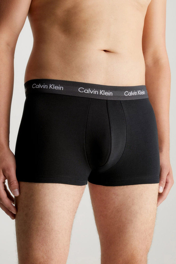 Calvin Klein Cotton Stretch Low Rise Trunk 3 Pack - B - White/Tawny Port/Porpoise Logos