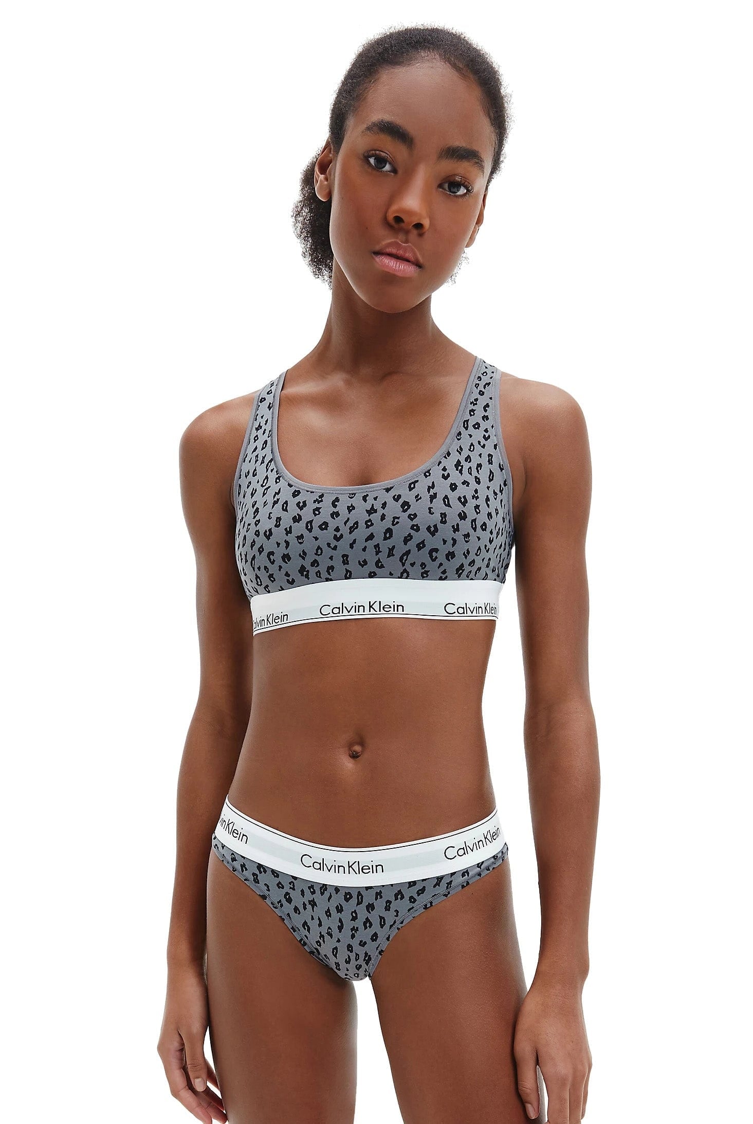 Calvin Klein Modern Cotton Bralette - Savannah Cheetah/Pewter