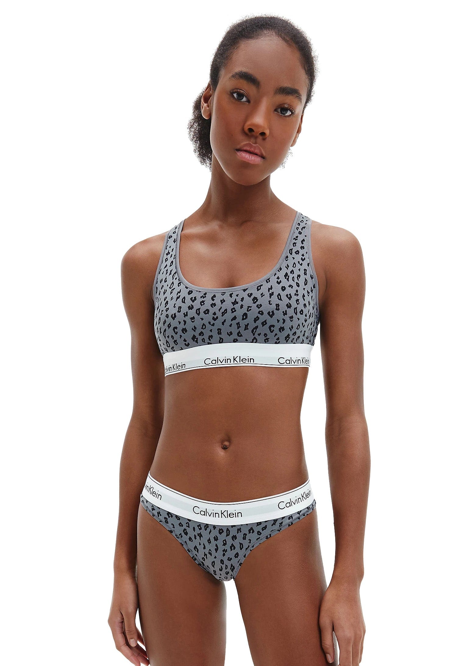 Calvin Klein Modern Cotton Bralette - Savannah Cheetah/Pewter