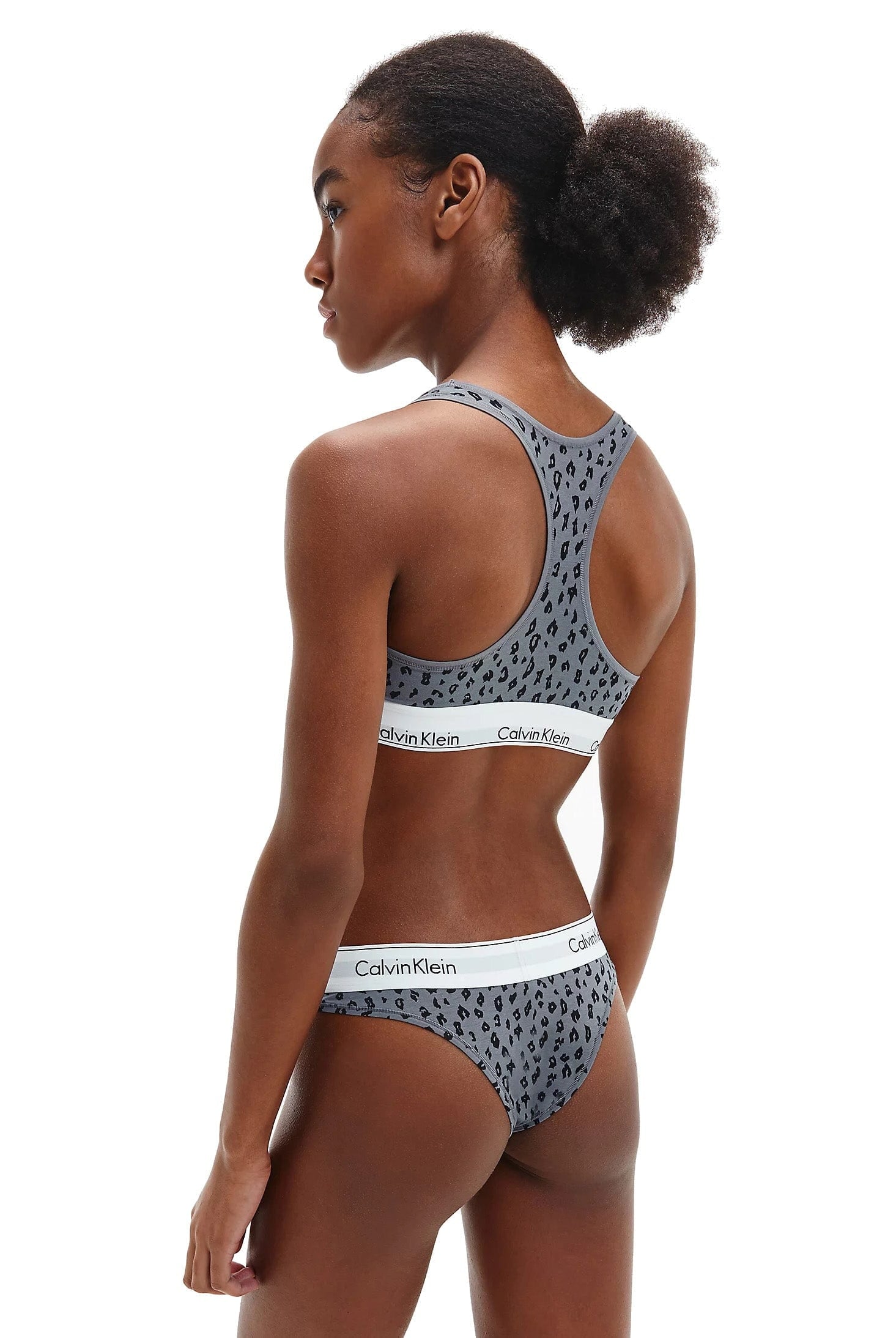 Calvin Klein Modern Cotton Bralette - Savannah Cheetah/Pewter