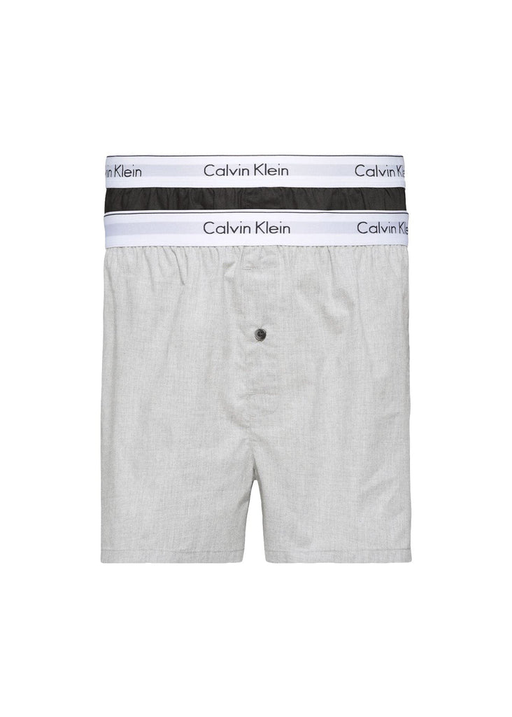 Calvin Klein Modern Cotton Stretch 2 Pack Slim Fit Boxers - Black/Grey Heather