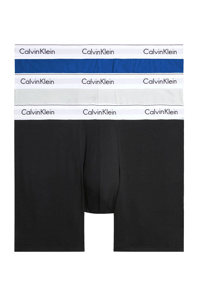 Calvin Klein Modern Cotton Stretch Boxer Brief 3 Pack - Mazarine Blue/Black/Lunar Rock