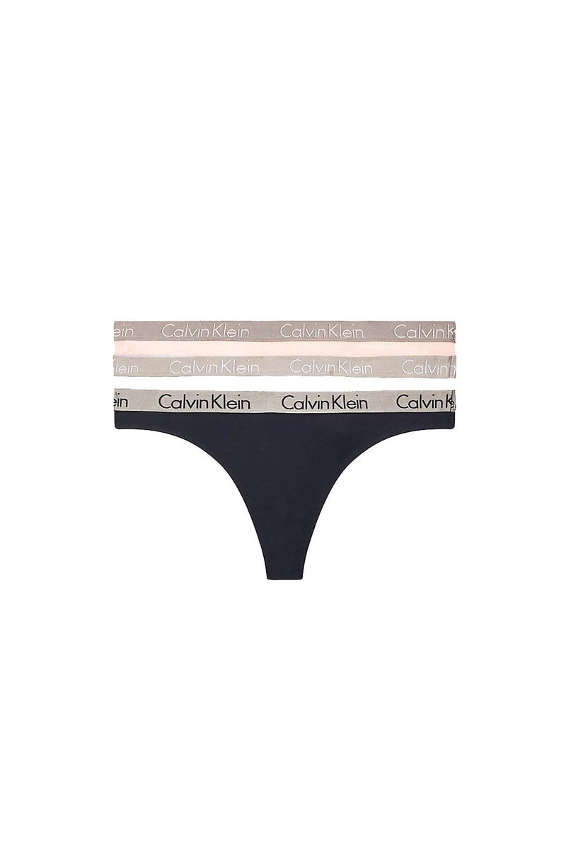 Calvin Klein Radiant Cotton 3 Pack Thongs - Nymphs Thigh/White