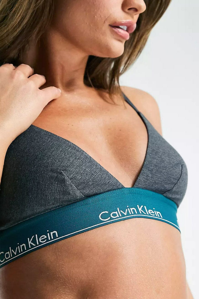 Calvin Klein Unlined Triangle Bra - Charcoal Heather/Topaz Gemstone