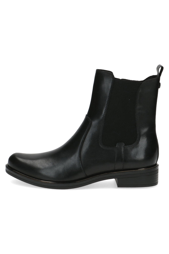 Caprice Chelsea Leather Ankle Boot - Black Nappa