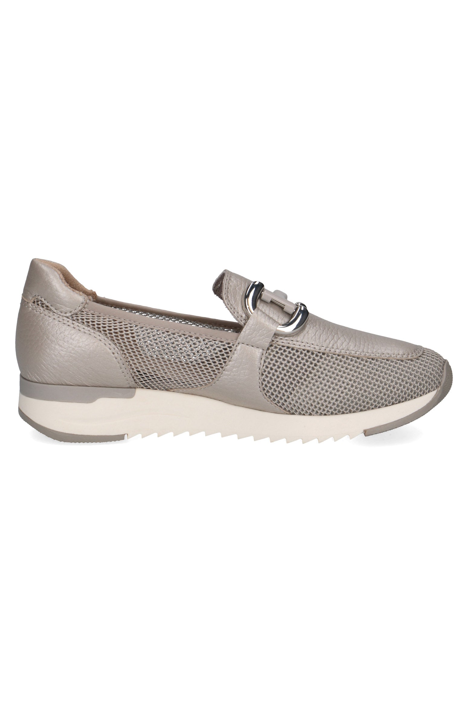 Caprice Flatform Buckle Detail Woven Loafers - Grey Comb