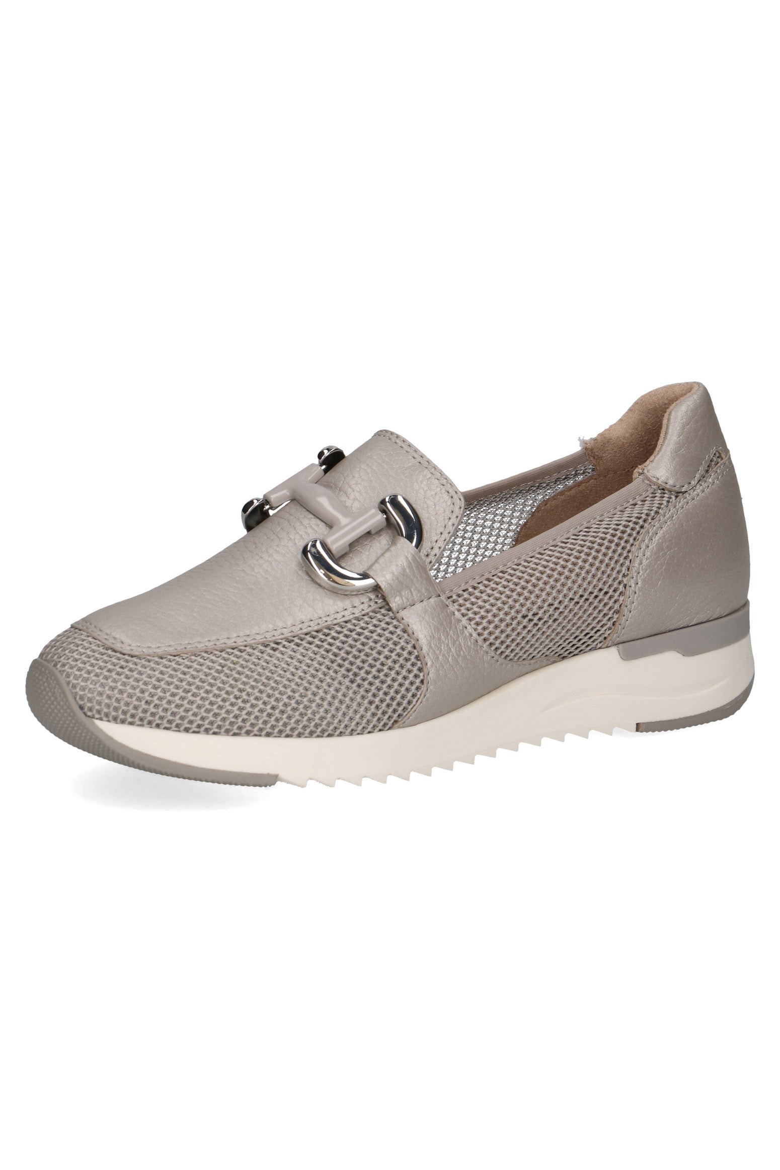Caprice Flatform Buckle Detail Woven Loafers - Grey Comb
