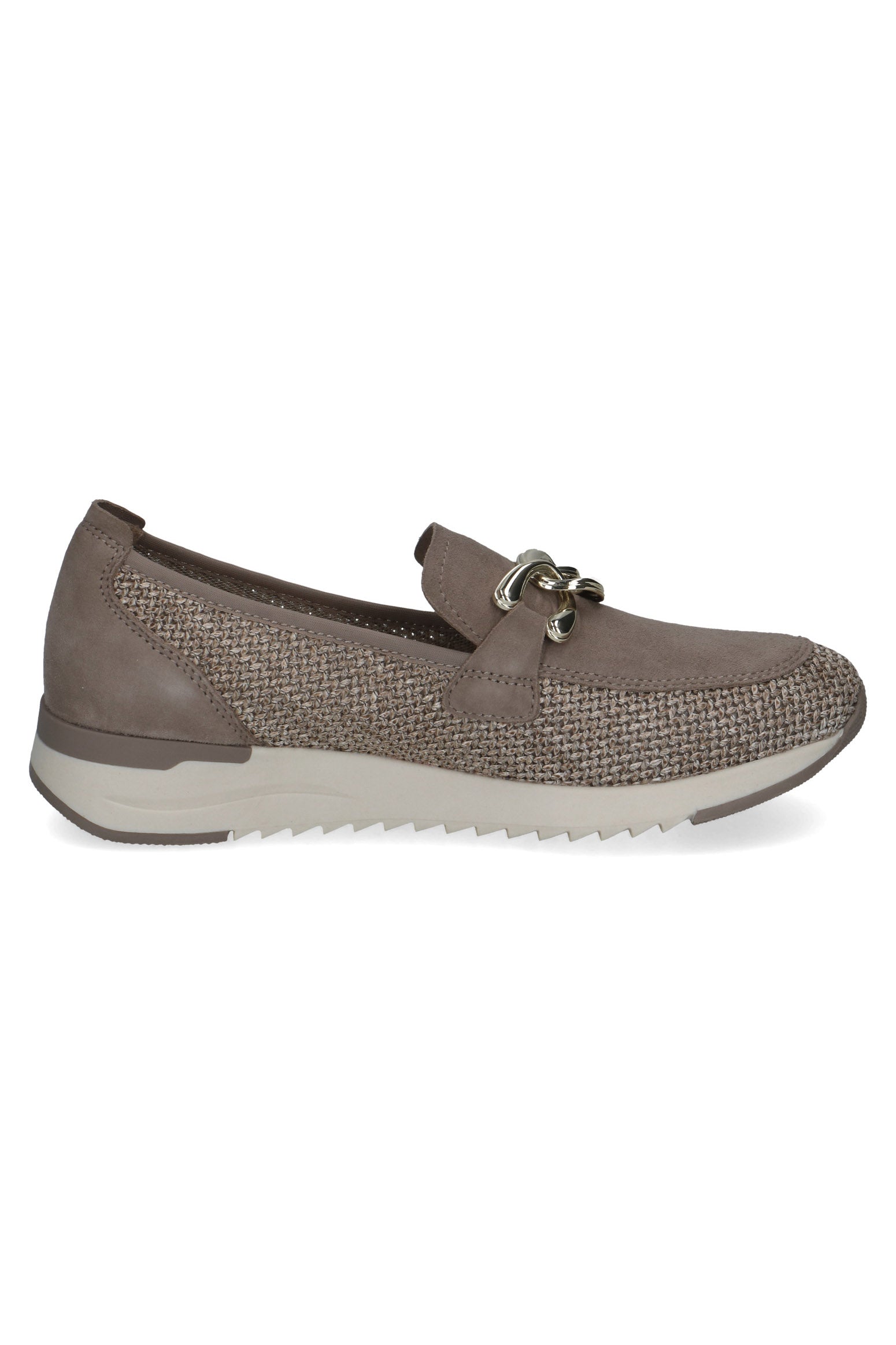 Caprice Flatform Buckle Detail Woven Loafers - Mud Comb