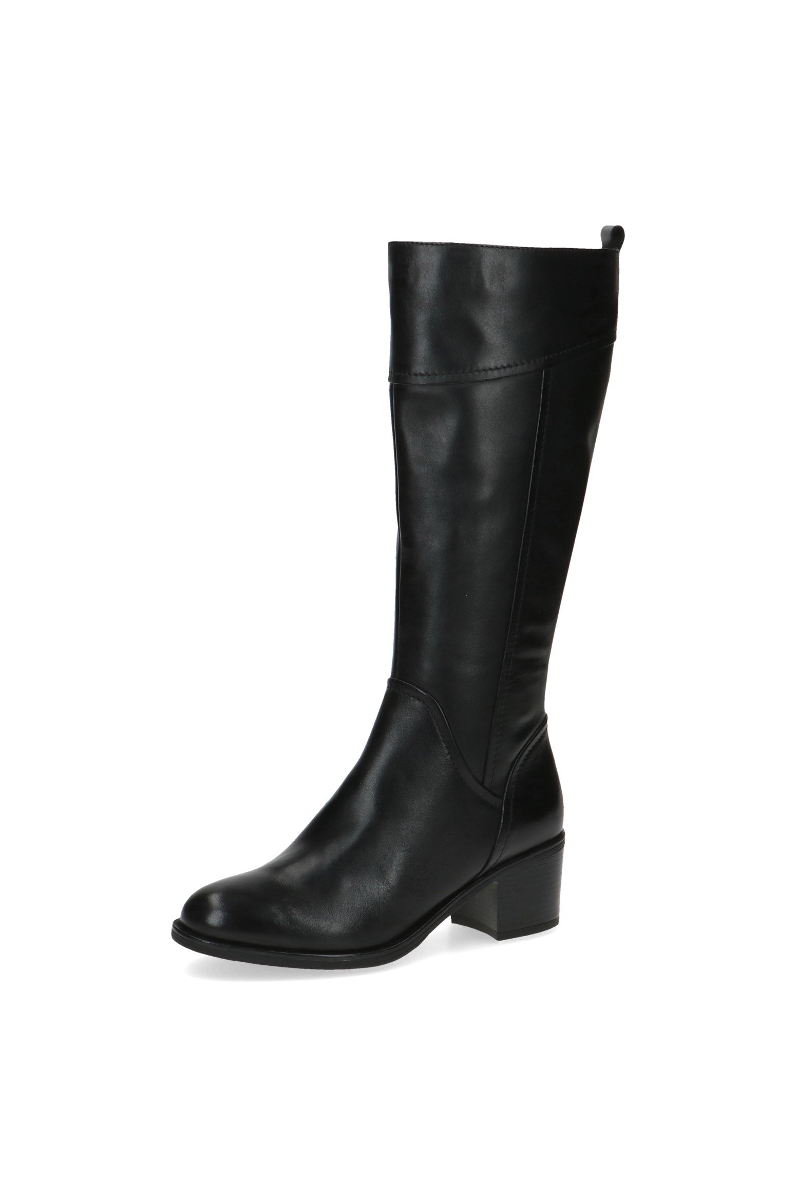 Caprice Knee High Leather Boots - Black Nappa