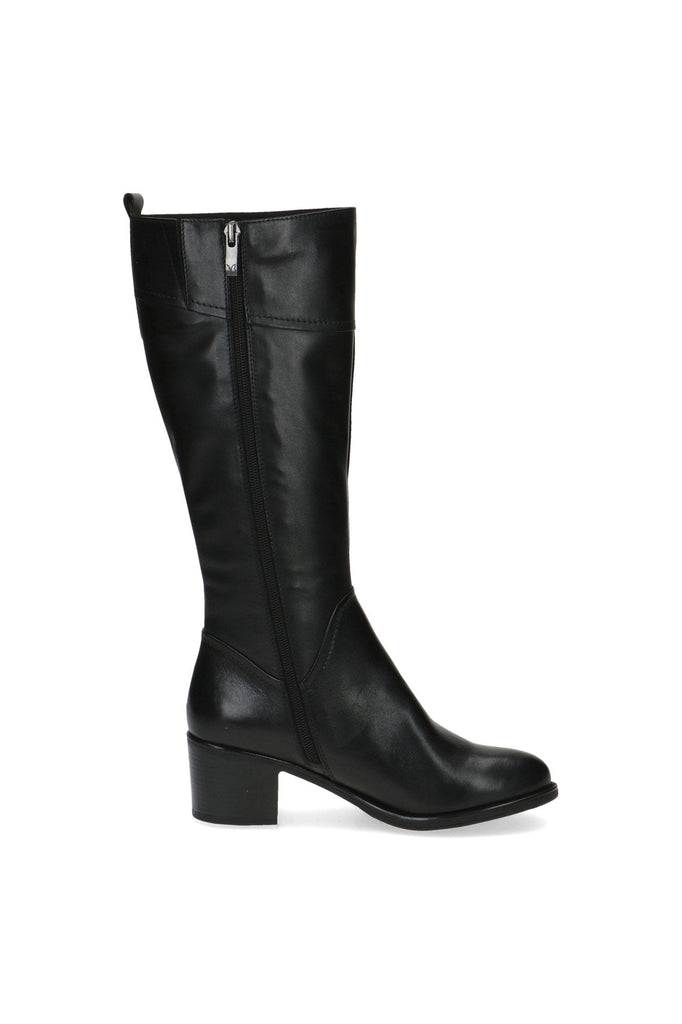 Caprice Knee High Leather Boots - Black Nappa