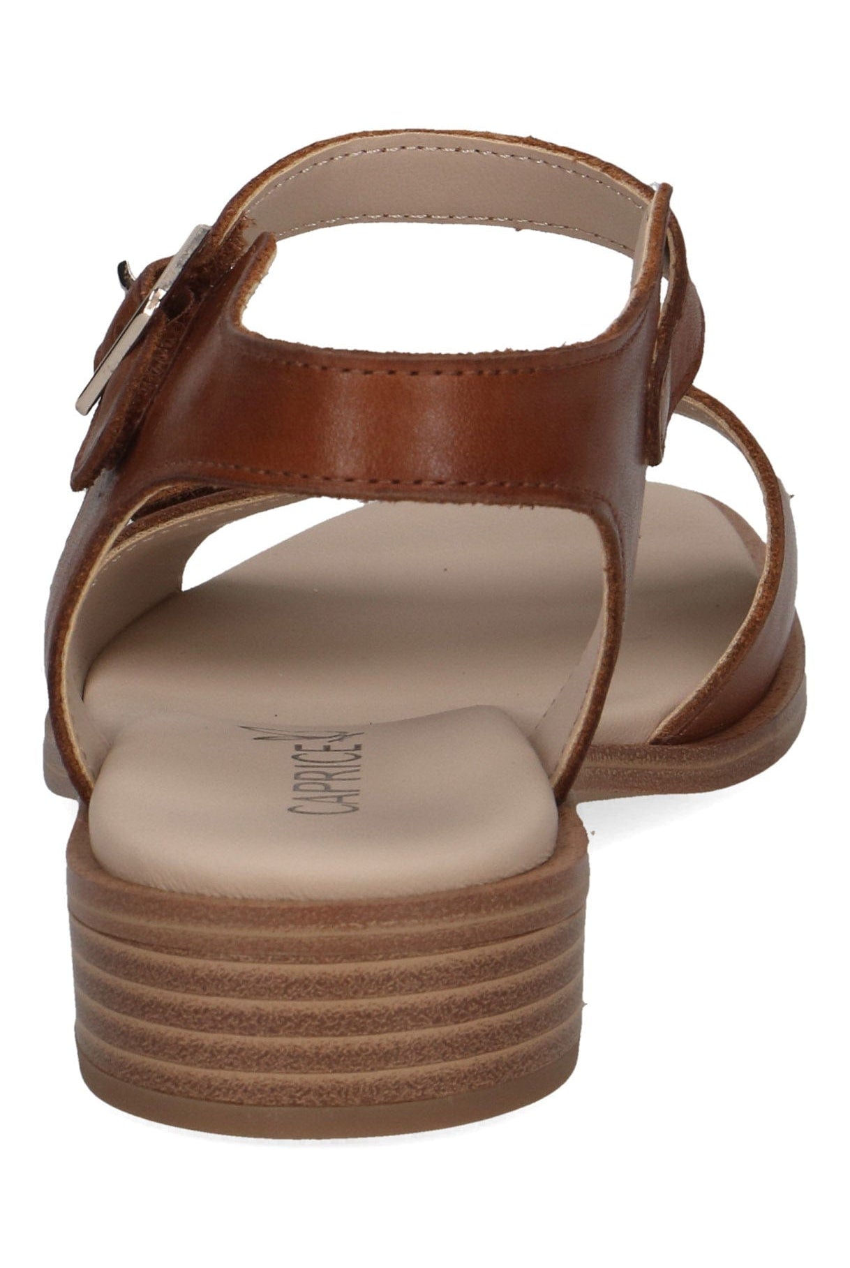Caprice Leather Adjustable Sandals - Cognac Nappa
