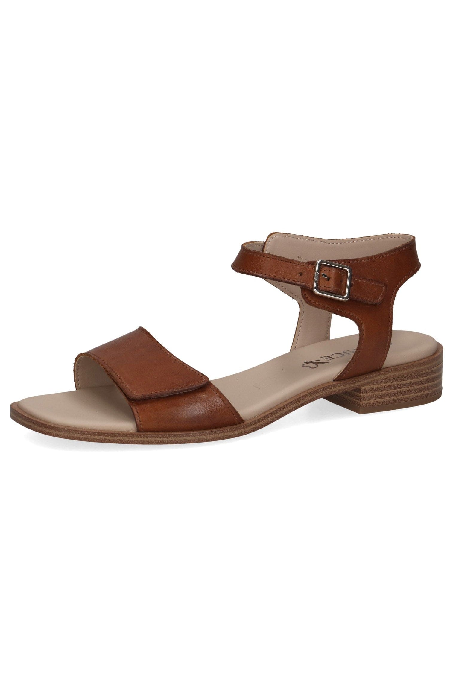 Caprice Leather Adjustable Sandals - Cognac Nappa