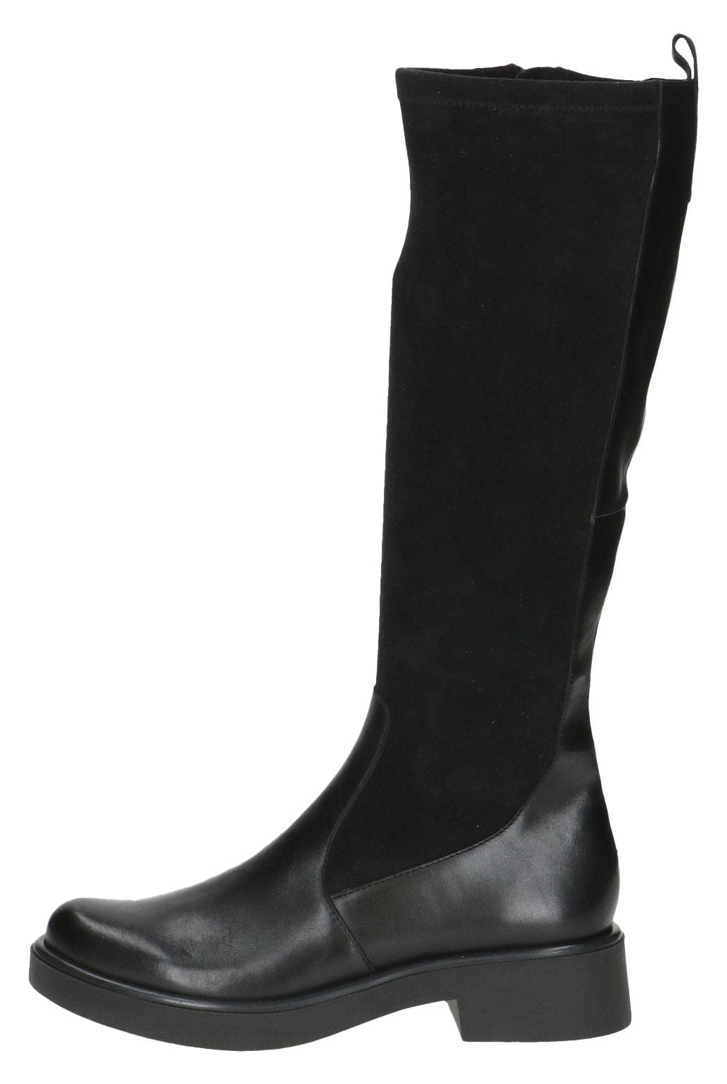 Caprice Leather and Stretch Suede Knee High Boots - Black