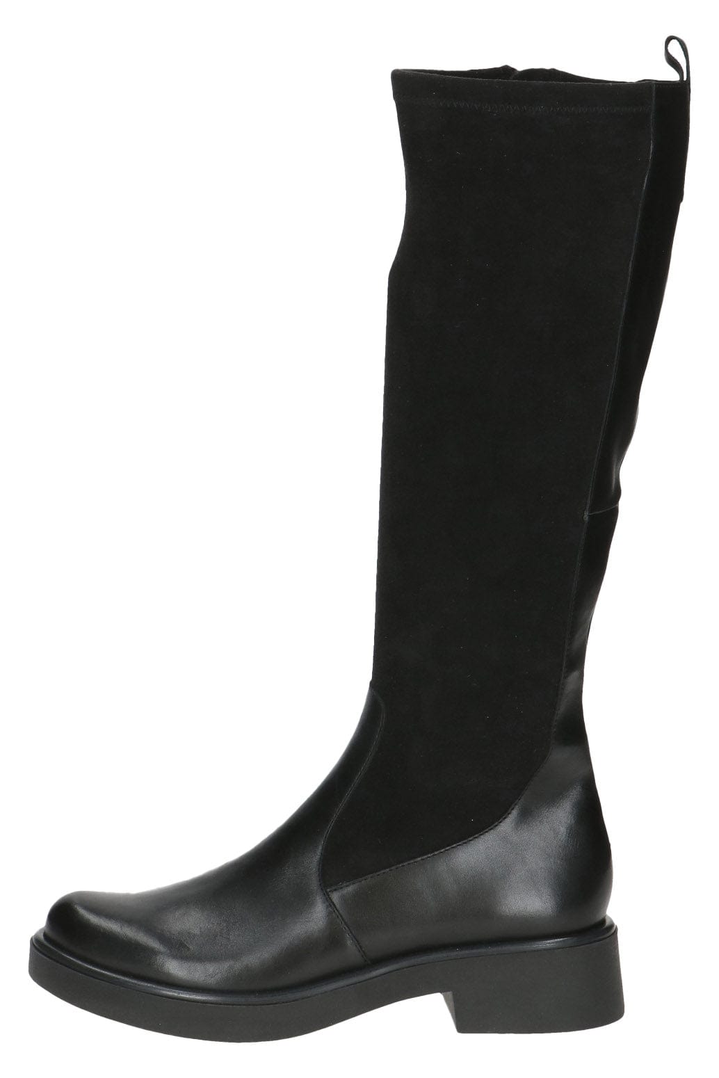 Caprice Leather and Stretch Suede Knee High Boots - Black